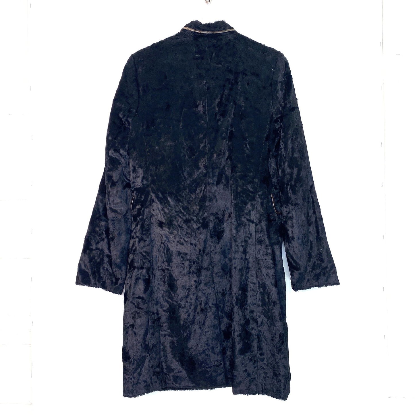 Anonymous John Carlisle Womens Fitted Trench Coat Size L Black Faux Fur Piping - | Buy at Parsimony Shoppes