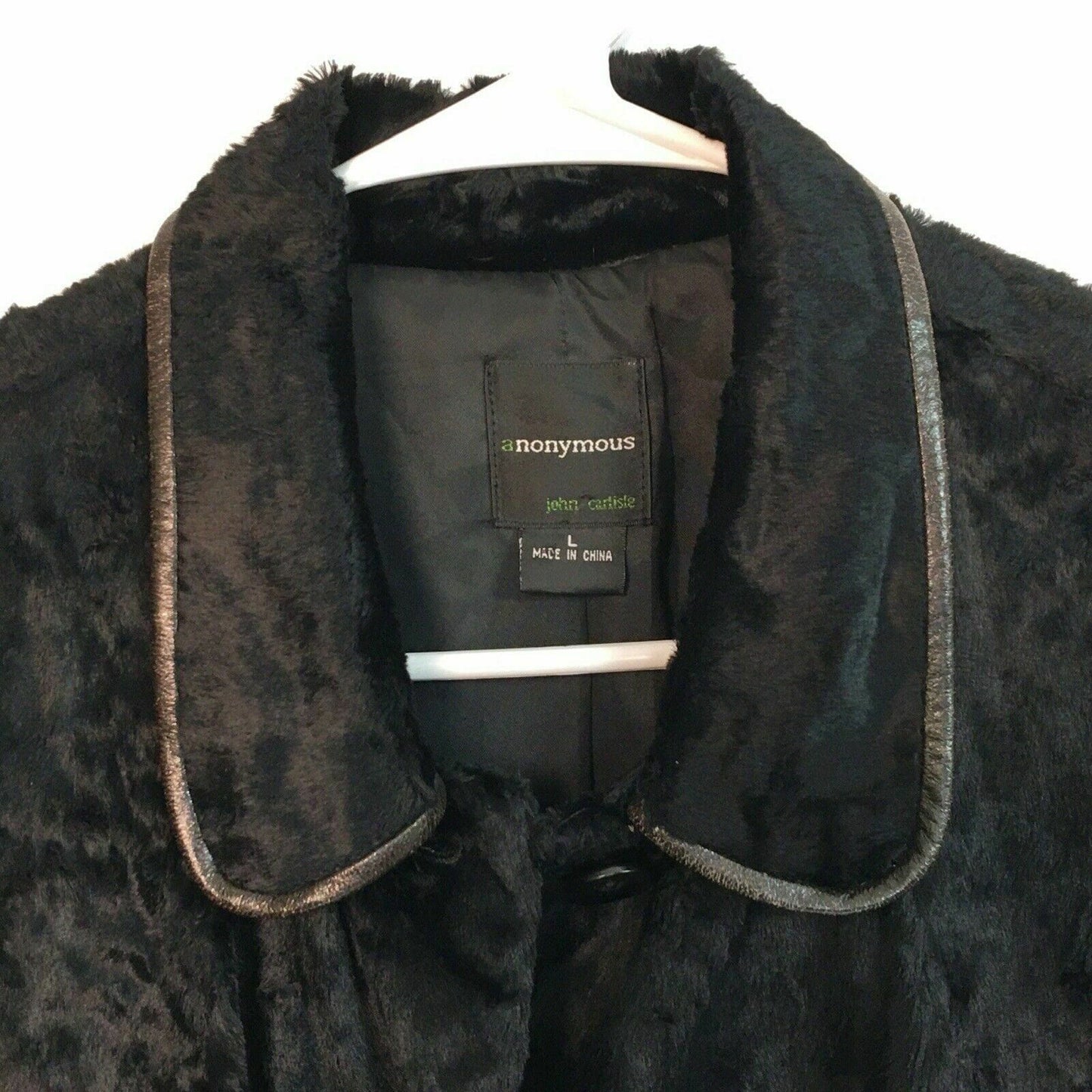 Anonymous John Carlisle Womens Fitted Trench Coat Size L Black Faux Fur Piping - | Buy at Parsimony Shoppes