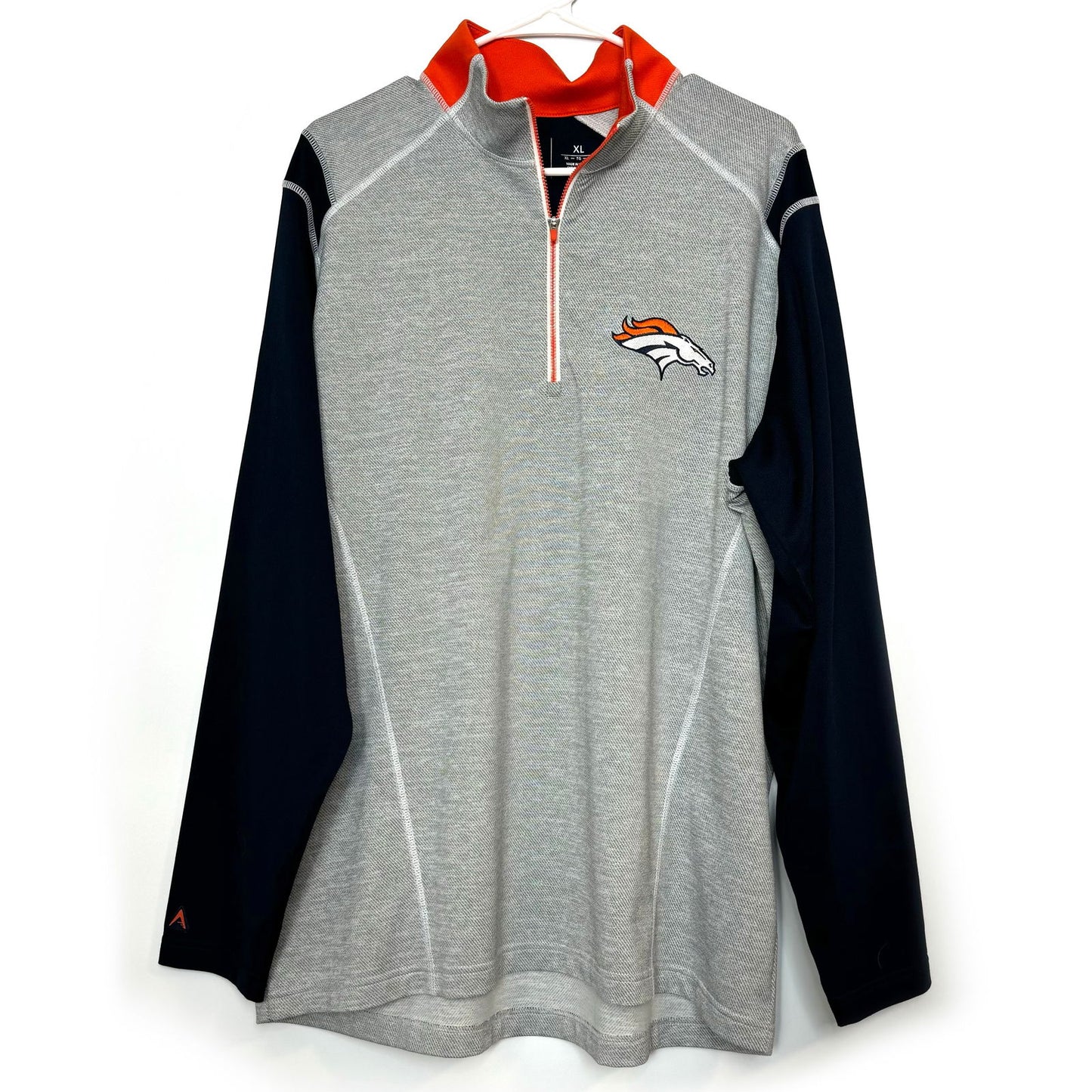 Antigua | Denver Broncos | 1/4 Zip Golf Pullover | Color: Orange/Gray | Size: XL - | Buy at Parsimony Shoppes