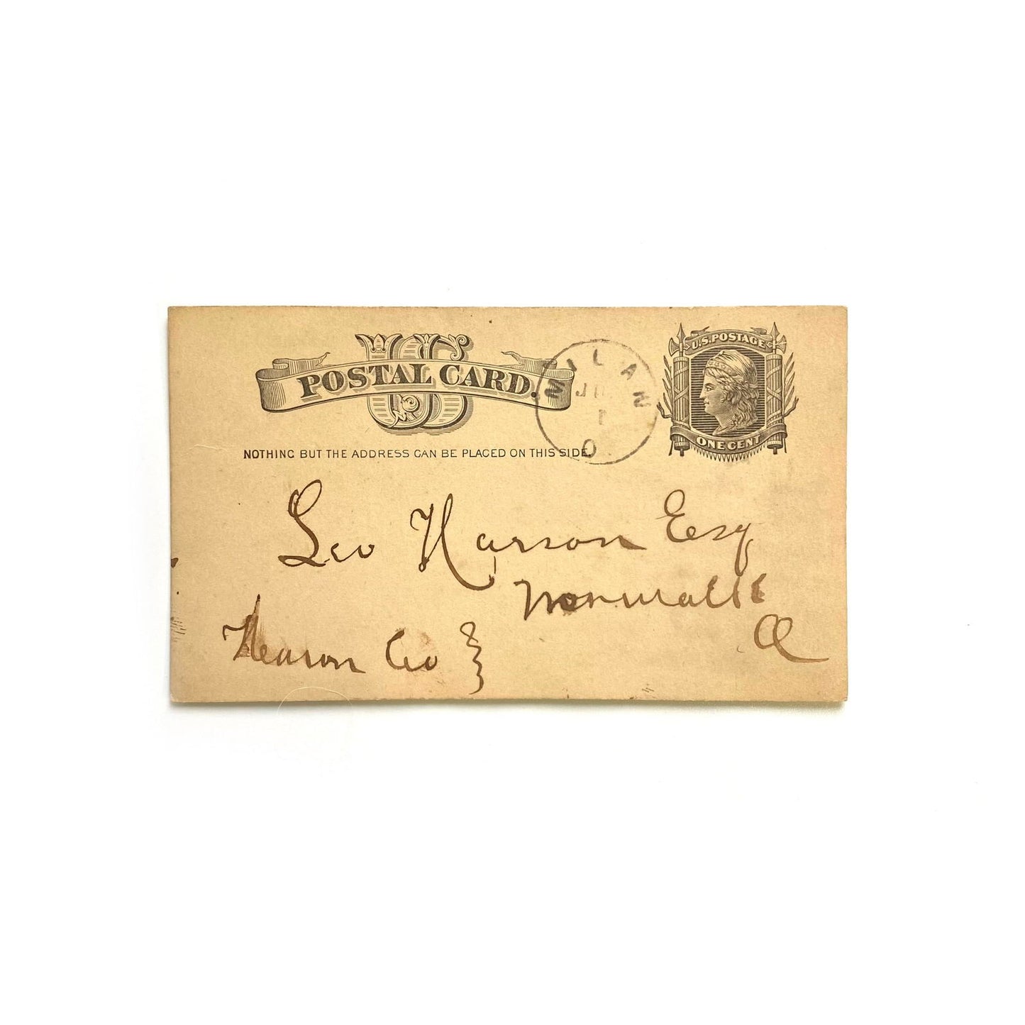 Antique “June 1, 1882” Postal Card - One Cent USA - | Buy at Parsimony Shoppes