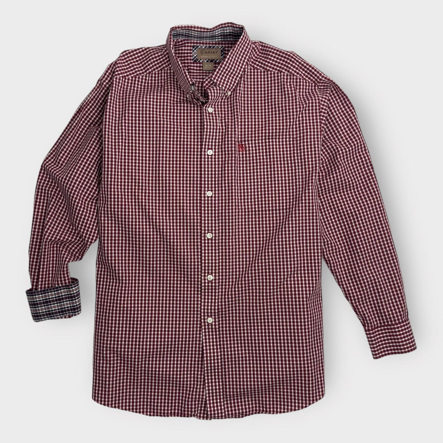 Ariat Mens Button-Down L/s Dress Shirt | XL | Red Plaid | Wrinkle-Free | EUC - | Buy at Parsimony Shoppes