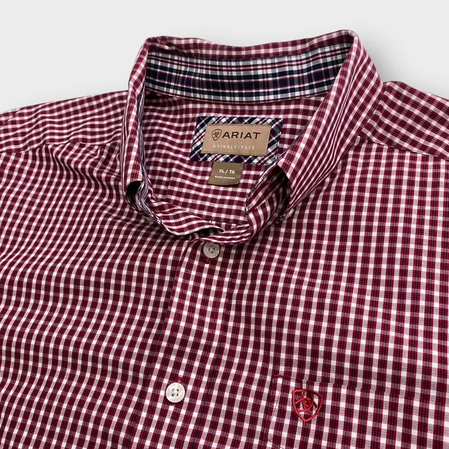 Ariat Mens Button-Down L/s Dress Shirt | XL | Red Plaid | Wrinkle-Free | EUC - | Buy at Parsimony Shoppes