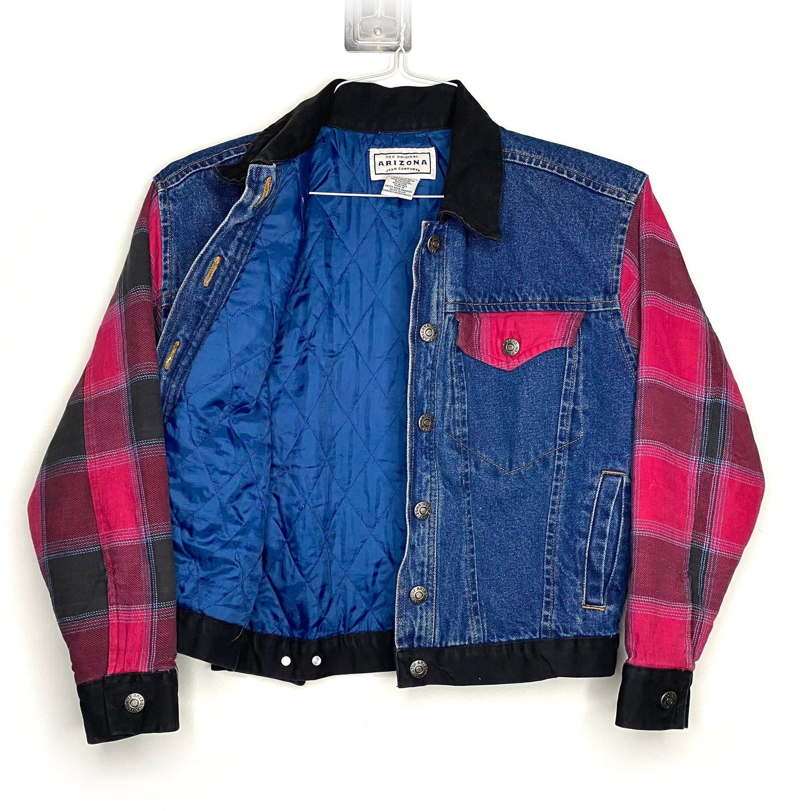 Arizona Jeans Company Girls Size S Blue Denim Quilted Jean Jacket Plaid L/s Pre-Owned -  | Buy at Parsimony Shoppes