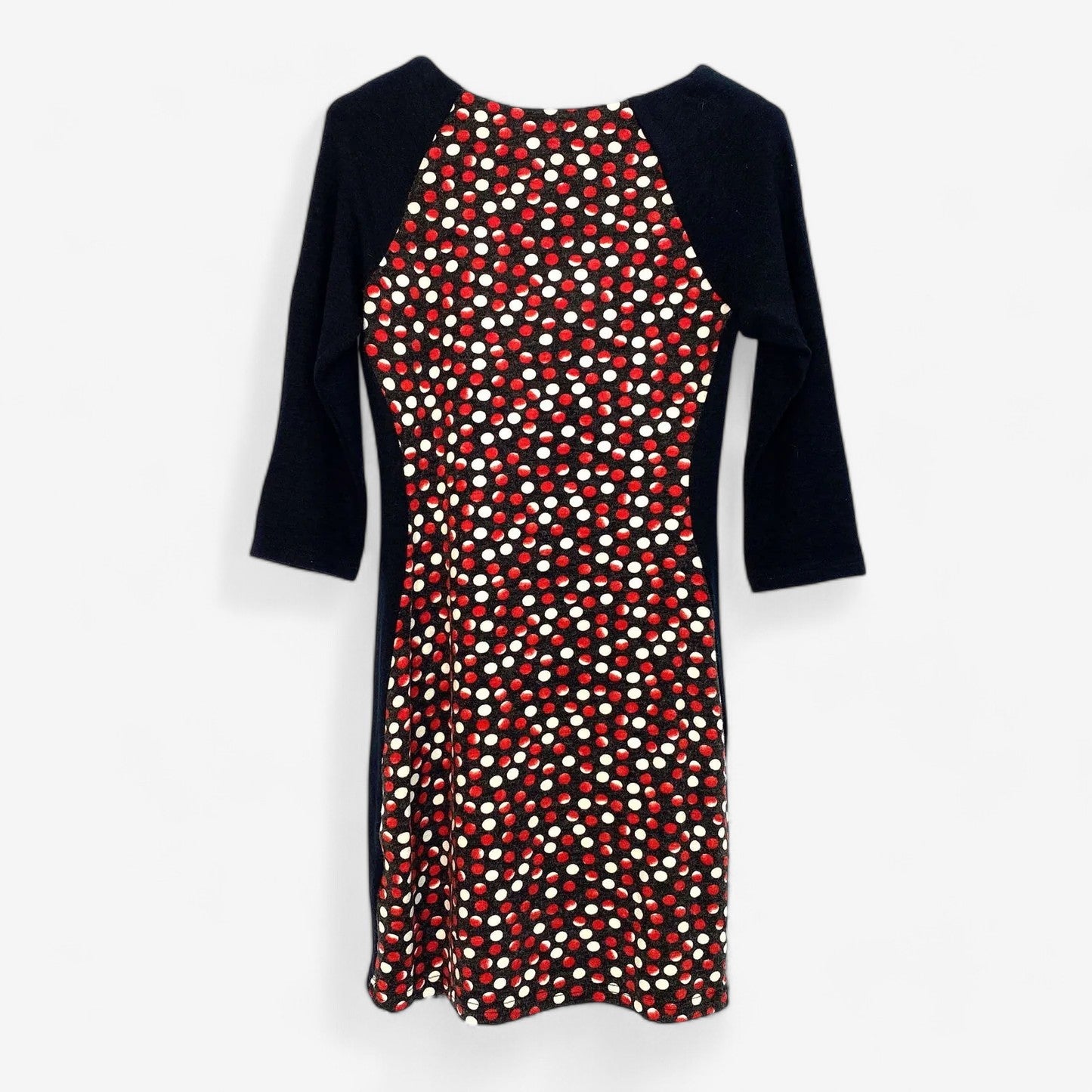 Aryeh Women's Black Sweater Dress with Red & White Dot Pattern - Size S
