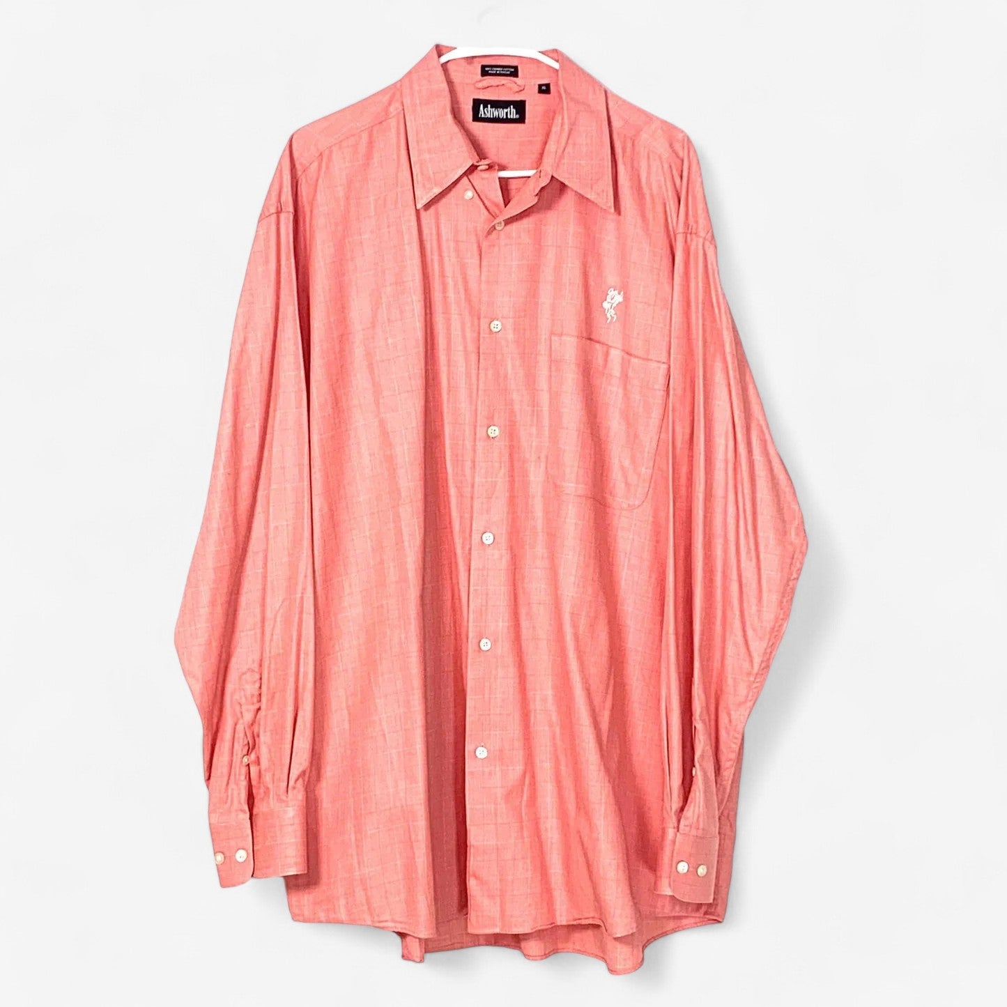 Ashworth Golf Men's Pink Check Dress Shirt - Button-Up Long Sleeve - Size XL - Pre-Owned