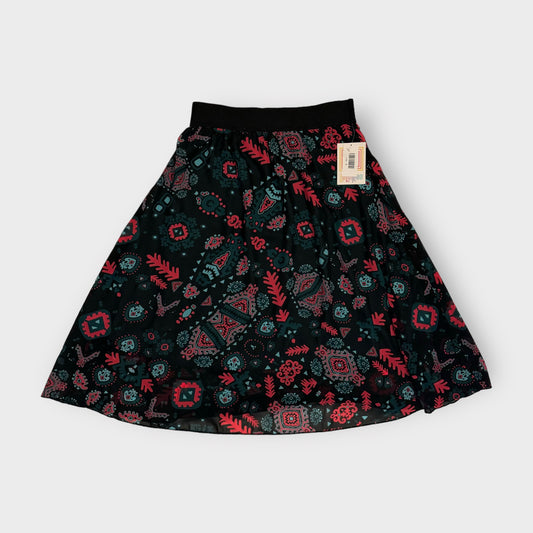 LuLaRoe Lined Lola Skirt | S | Red/Black Tribal | NWT