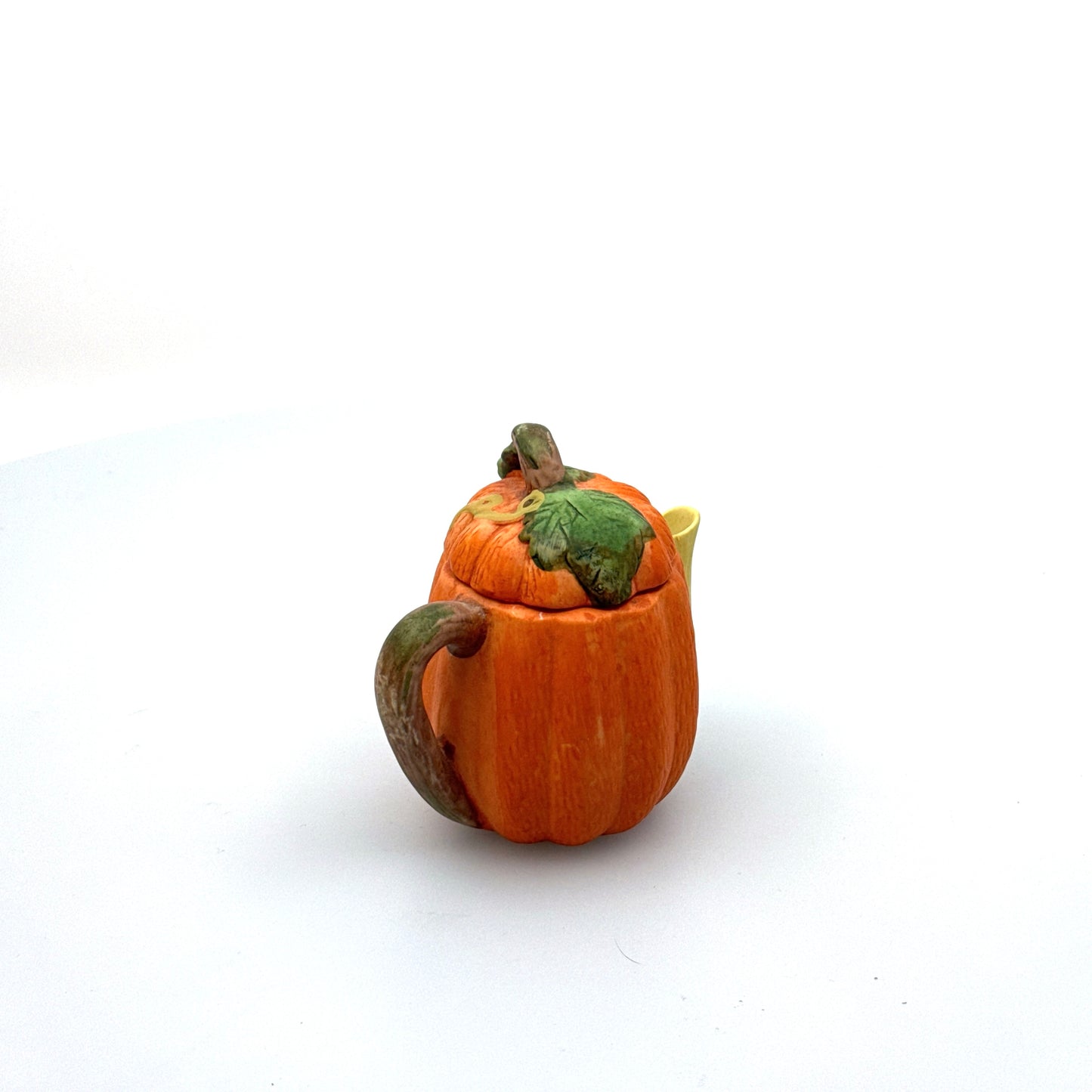 Handpainted | Miniature Pumpkin Teapot | Color: Orange | Pre-Owned/Vintage