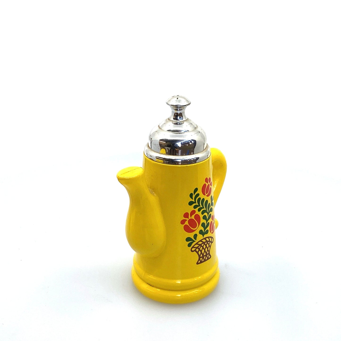 Vintage 1970s Avon Boho Yellow Glass Coffee Klatch/Pot Floral Mini Bottle Pre-Owned