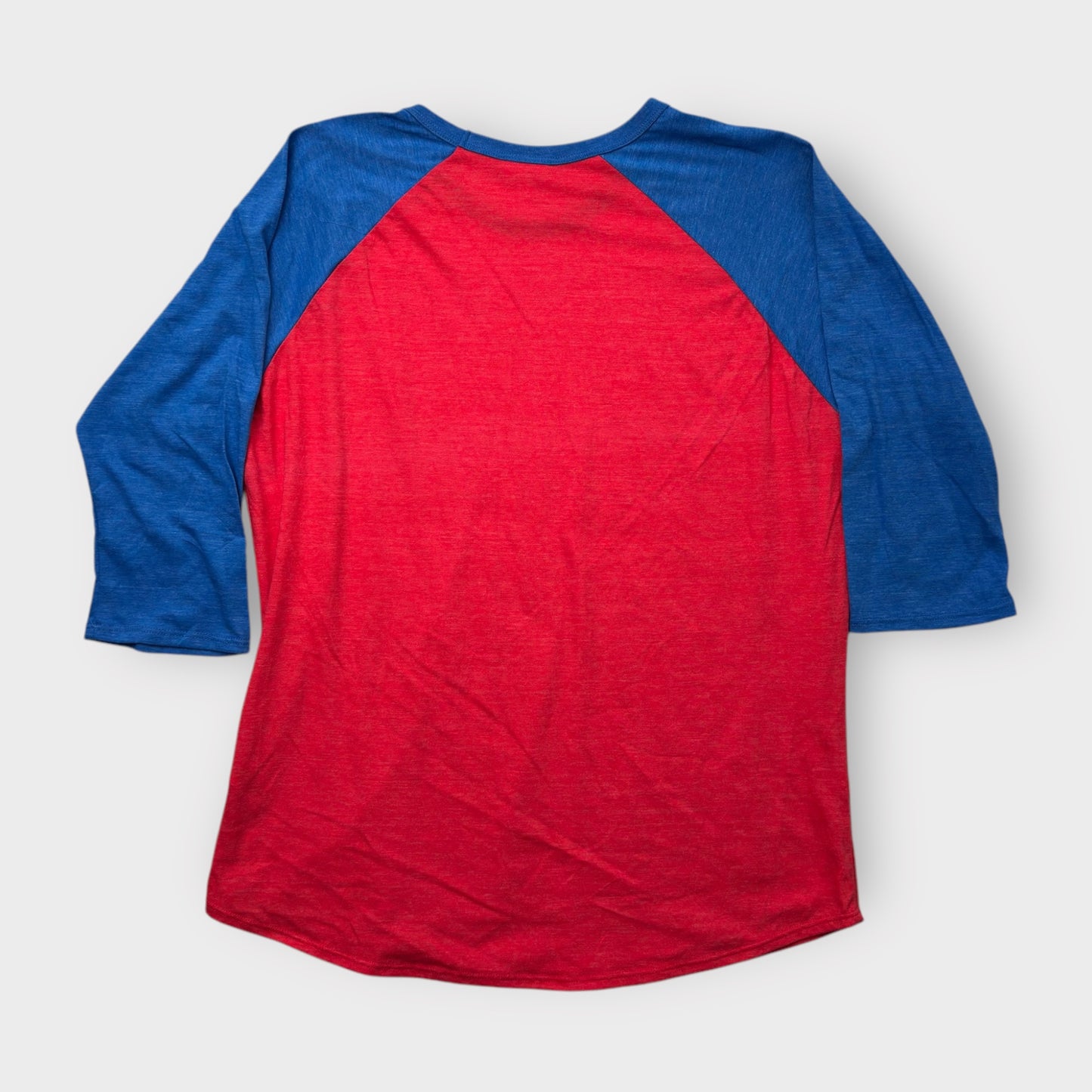 LuLaRoe Randy Tee 2XL (20-22) - Red and Blue Heathered Raglan - Soft Stretch Polyester Rayon Blend