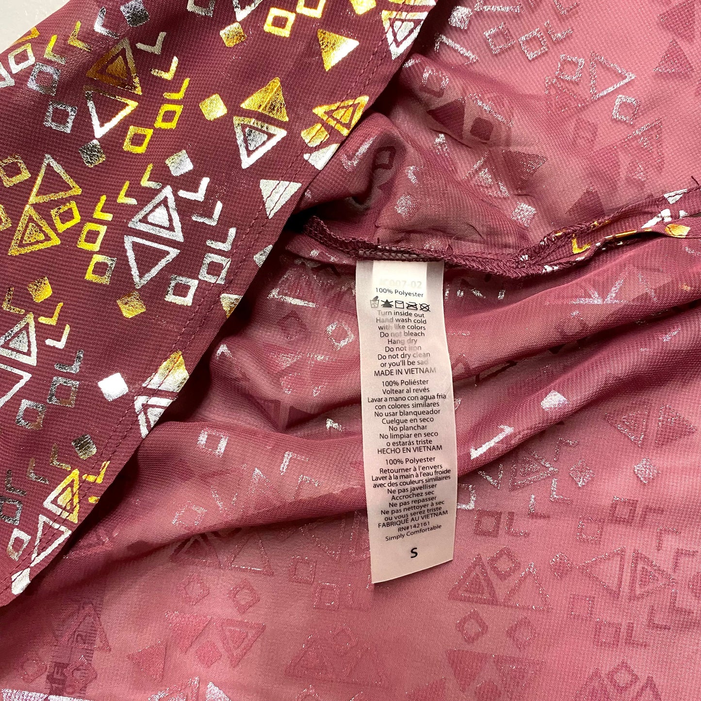 LuLaRoe Womens Size S ELEGANT Red/Gold/Silver Joy Geometric Duster Vest Sleeveless NWT