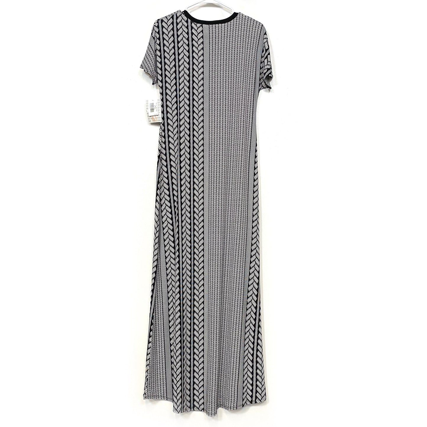 LuLaRoe Womens Maria Maxi Dress | XS (2-4) | Black/White Chevron Print | Short Sleeve | NWT