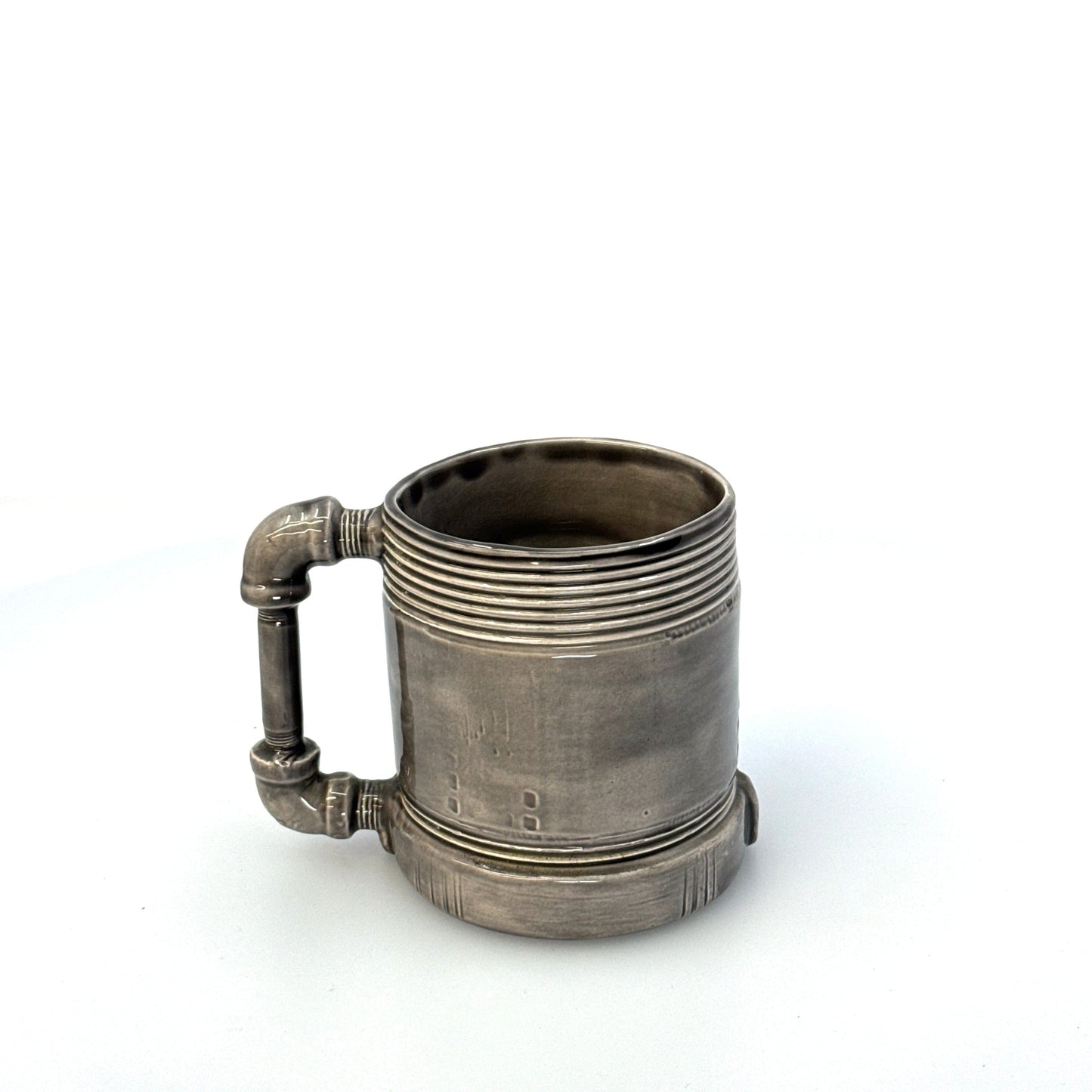 Personalized | Threaded Pipe ‘Hank’ Ceramic Coffee Mug | Color: Gray | Size: 10 fl oz