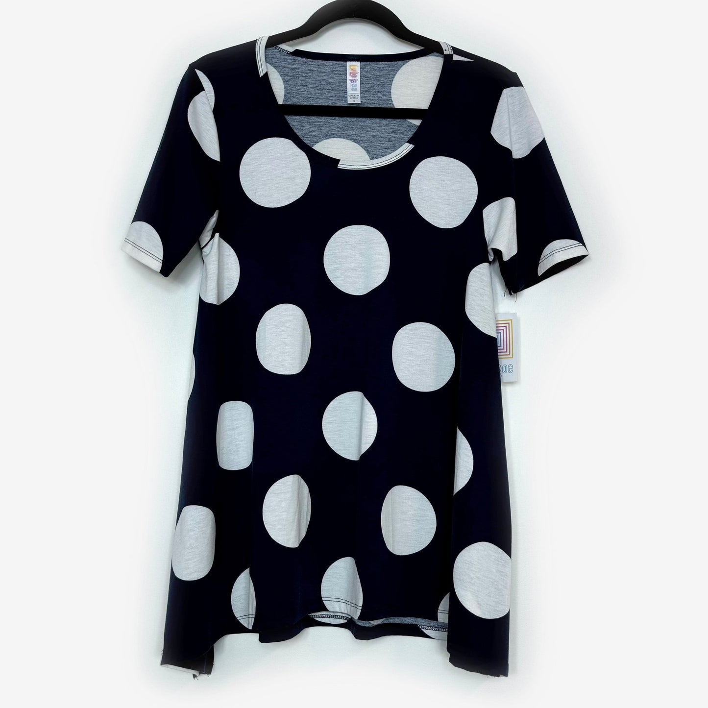 LuLaRoe Vault | Perfect T Swing Top | Size: S (8-14) | Color: Blue/White | Polka Dot | NWT