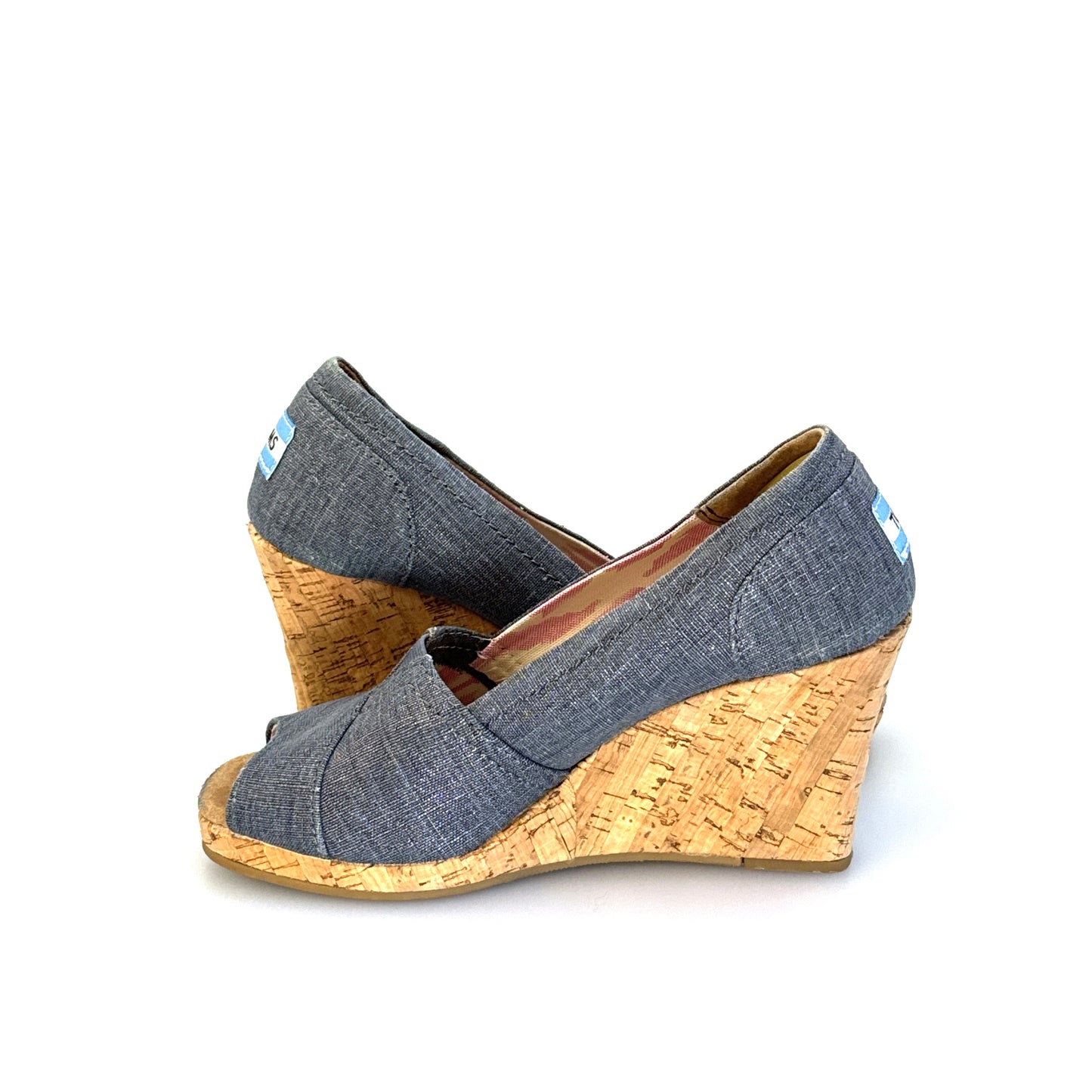 Toms | Womens Denim Wedge Cork Heel Shoes | Color: Blue | Size: 5 | GUC