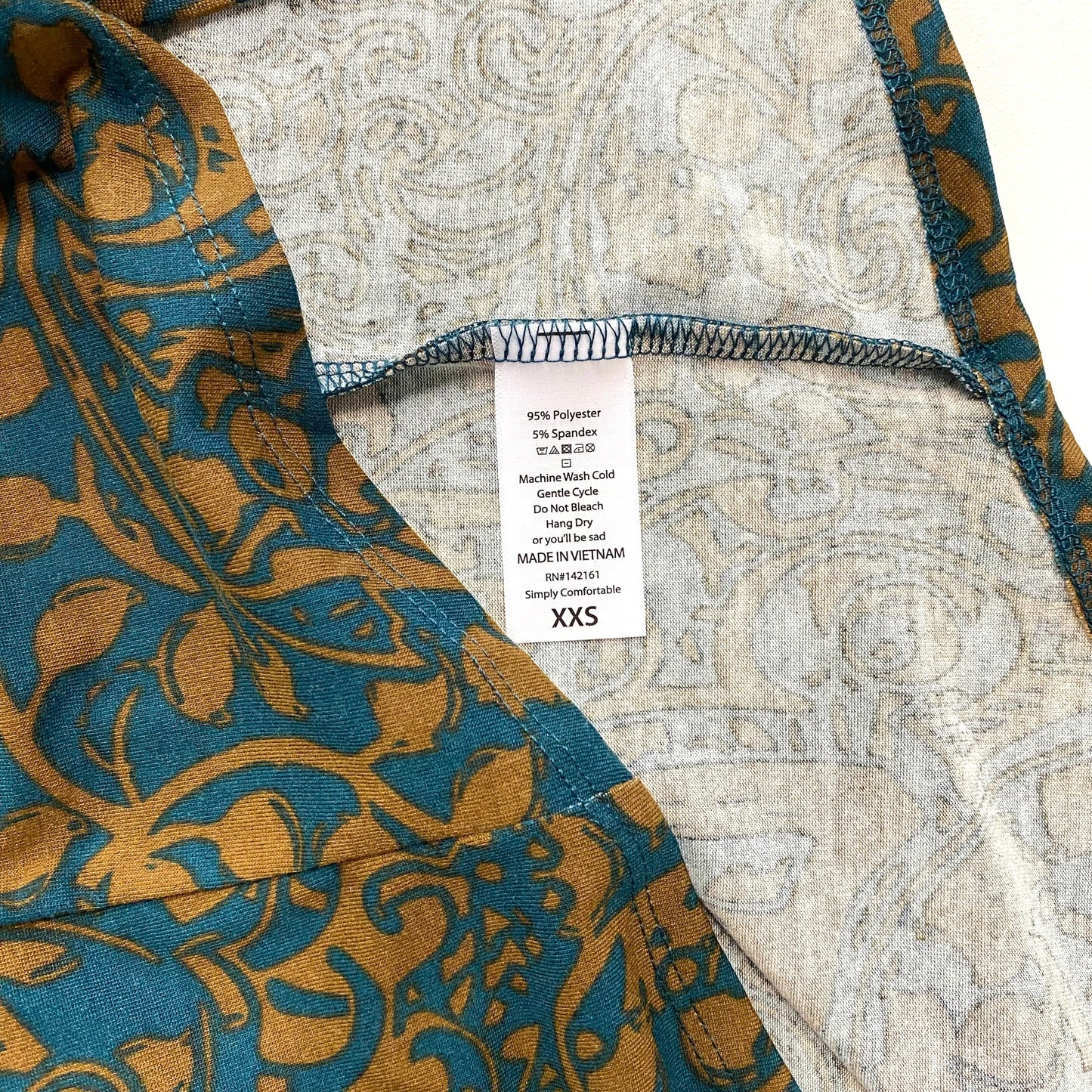 LuLaRoe Womens XXS Irma Brown/Green Botanical S/s Tunic Top NWT