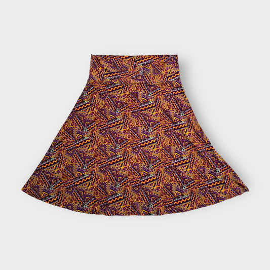 LuLaRoe Womens Azure Skirt | XL (18-20) | Orange/Purple/Black Electric Maze Print | Soft Jersey Knit | NWT