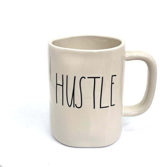 Rae Dunn Artisan Collection ‘HUSTLE’ Large Letter White Coffee Cup Mug By Magenta