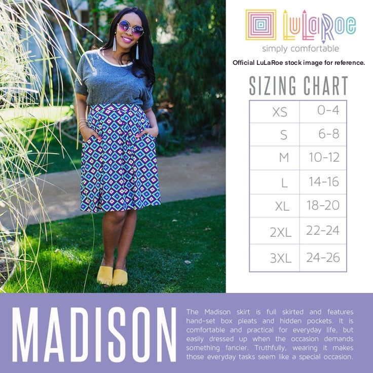 LuLaRoe Madison Pleated Skirt w/Pockets | M (10-12) | Neon Southwestern | NWT