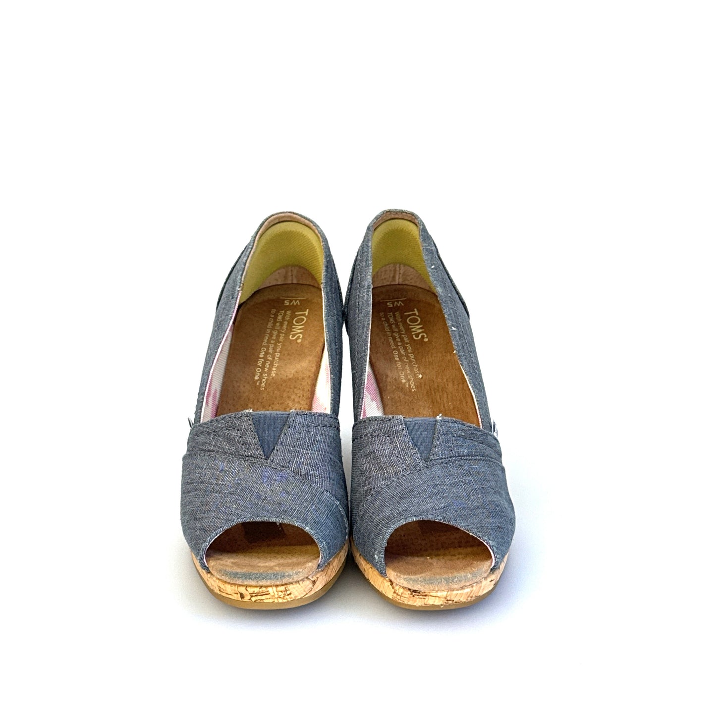 Toms | Womens Denim Wedge Cork Heel Shoes | Color: Blue | Size: 5 | GUC