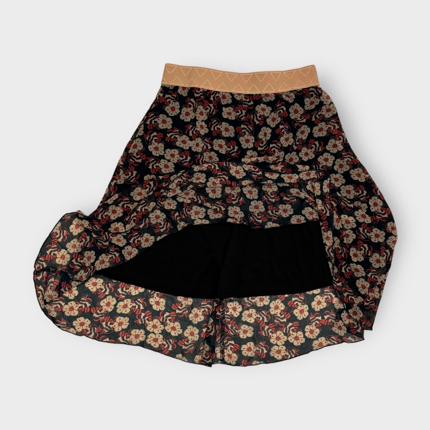 LuLaRoe Lined Lola Skirt | M | Buttermilk/Blue Floral | NWT