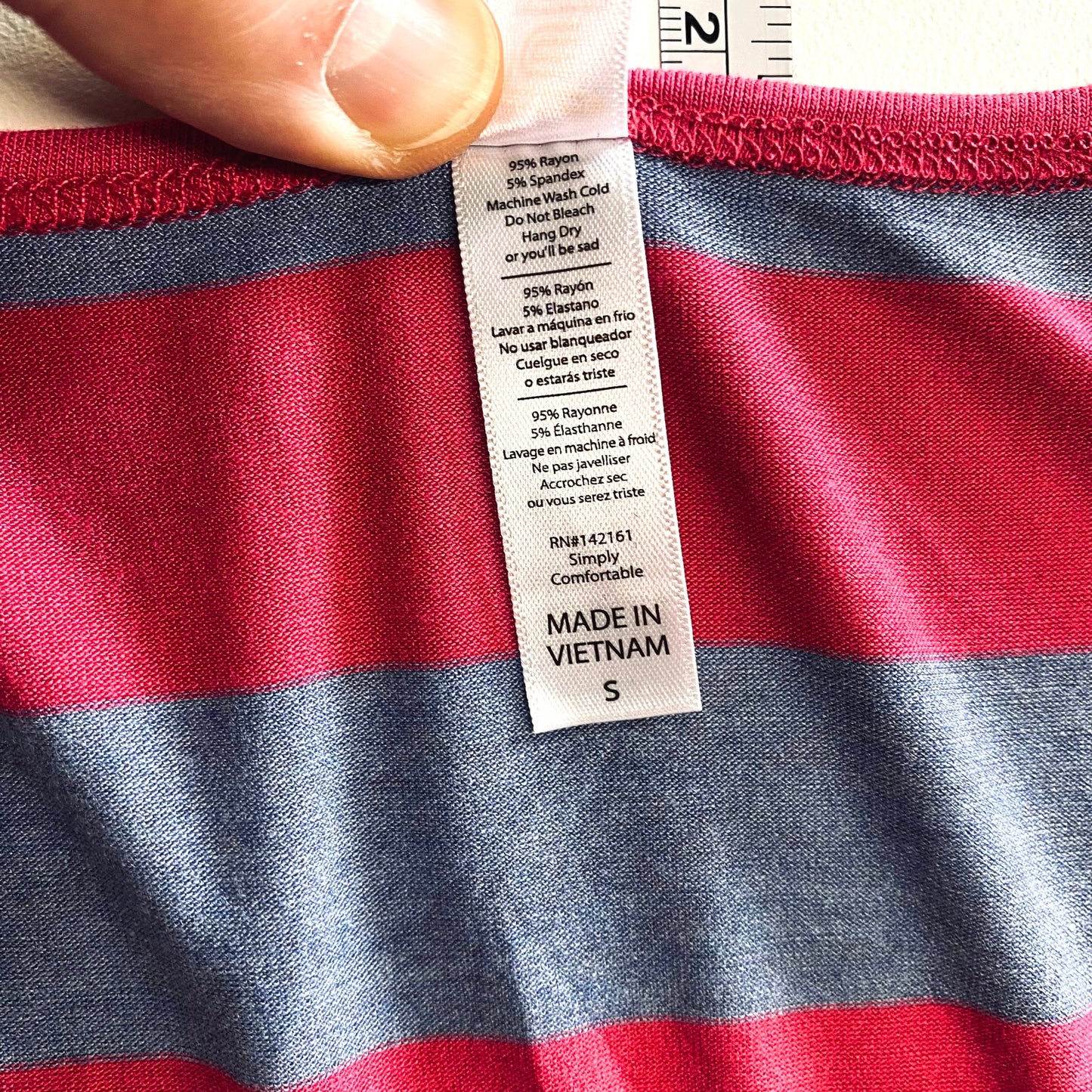 LuLaRoe Womens S Pink/Blue Diagonal Striped Classic T S/s Top NWT