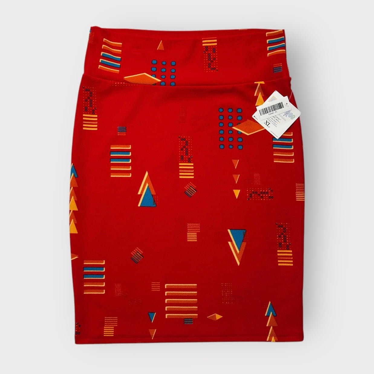 LuLaRoe Cassie Pencil Skirt - Red Geometric - Women's XL (18-20) - NWT