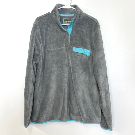 Jachs Cabin Unisex Gray/Blue 1/4 Snap Sherpa Fleece Pullover Sweater Pre-Owned