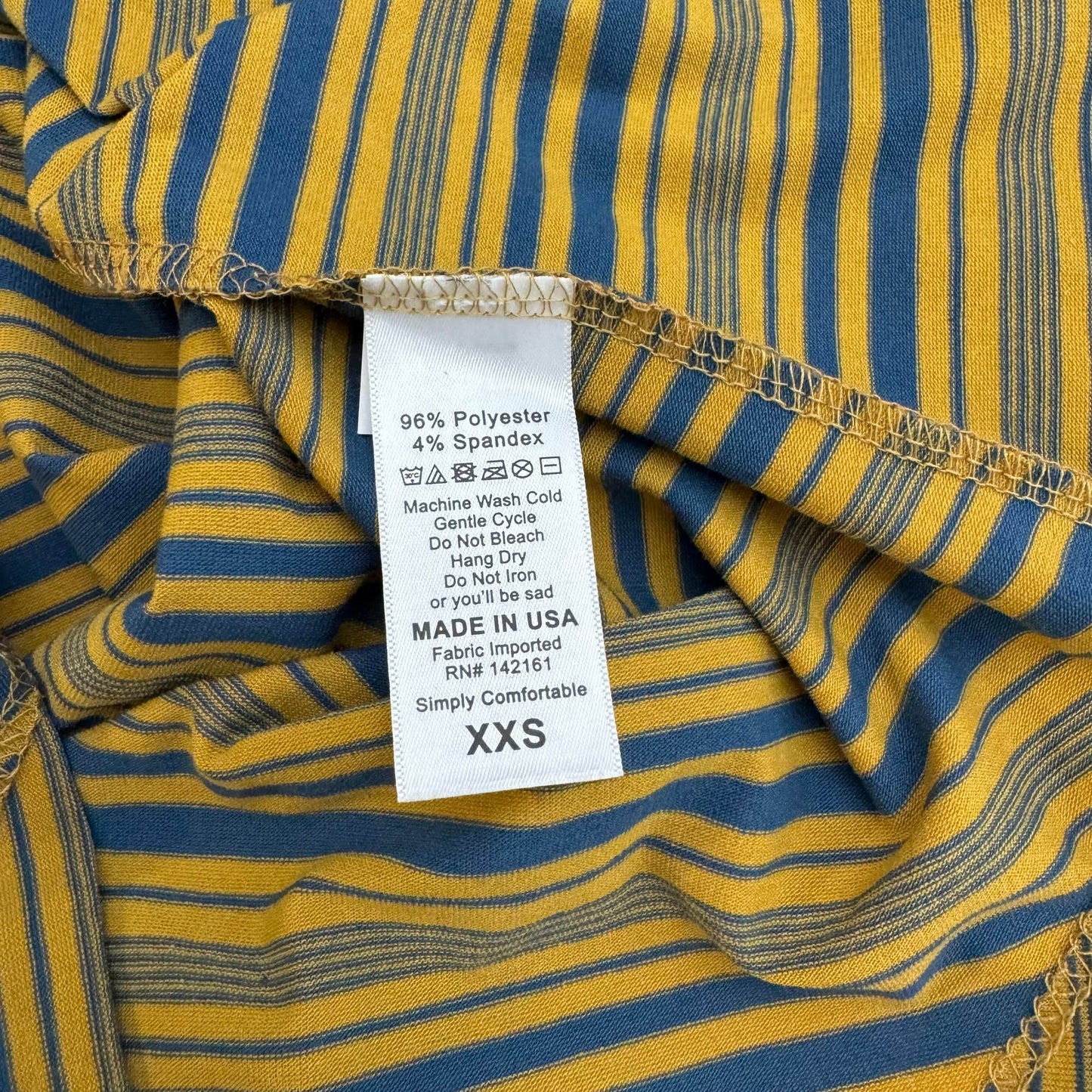 LuLaRoe Vault | Lynnae High-Low L/s Top | Size: XXS (00-0) | Yellow/Blue | Striped | NWT