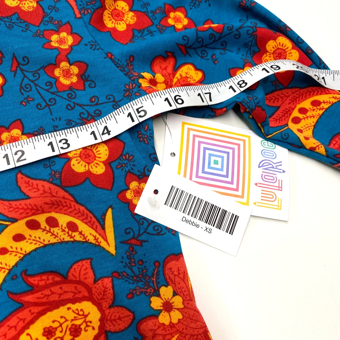 LuLaRoe Womens XS Debbie Orange/Red/Blue Paisley/Floral Dress NWT