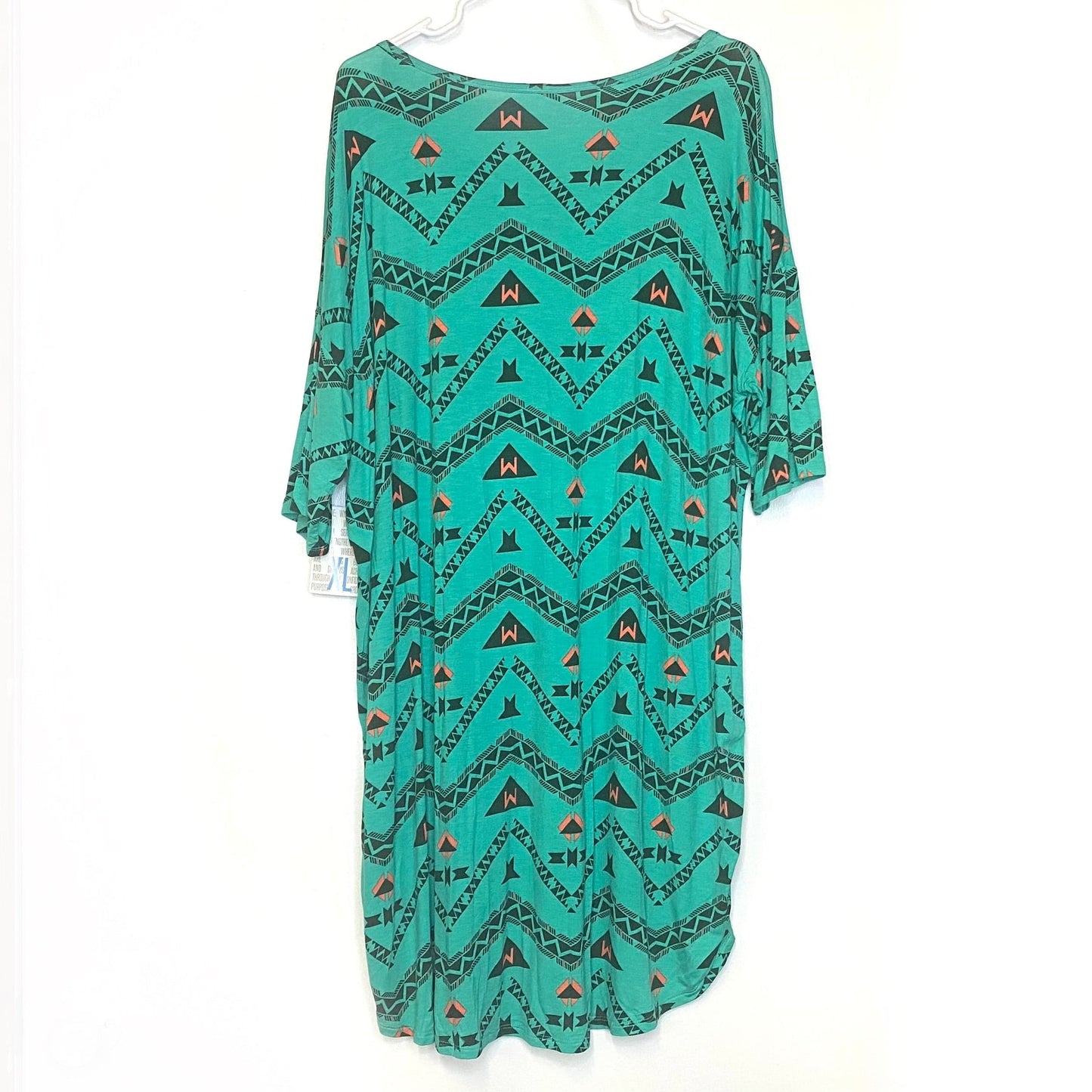 LuLaRoe Womens XL Irma Green Southwest Pattern S/s Tunic Top NWT