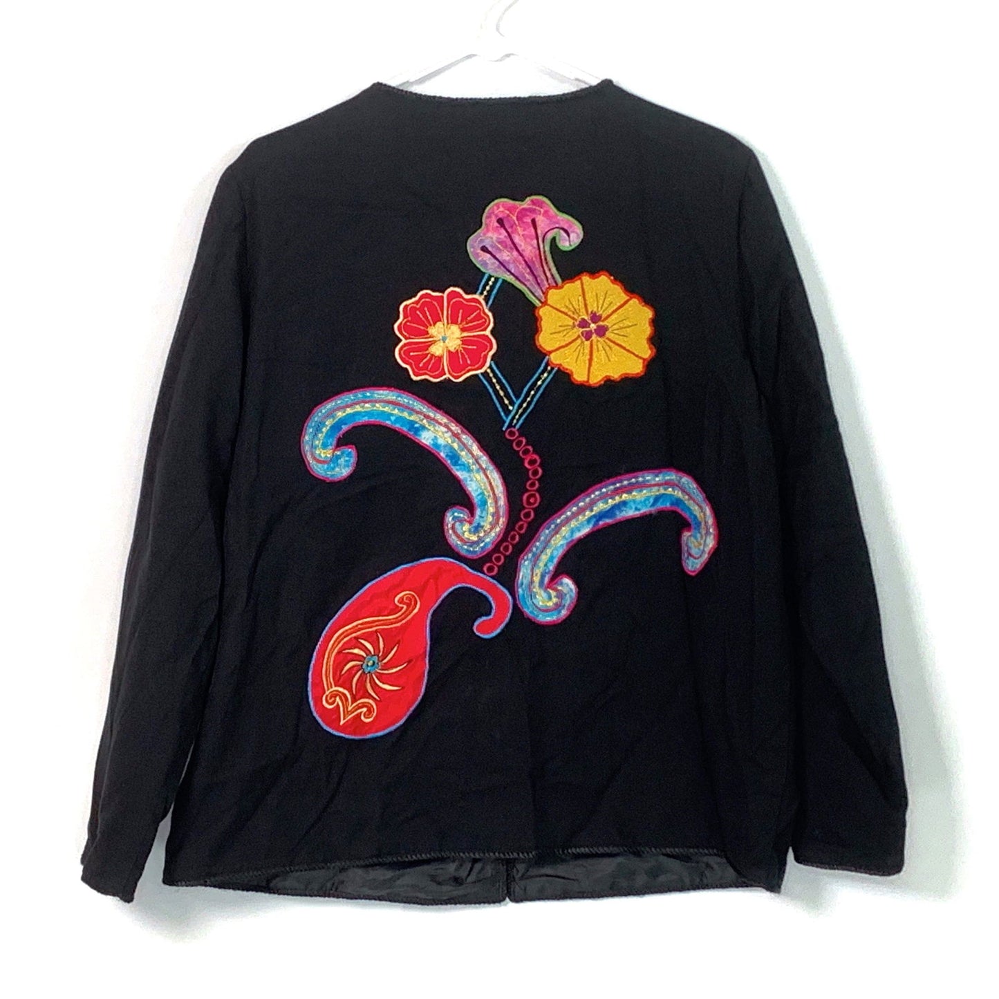 Beautiful Indigo Moon Womens Embroidered & Embellished Button-Up Jacket Size Medium Floral Multicolor - | Buy at Parsimony Shoppes