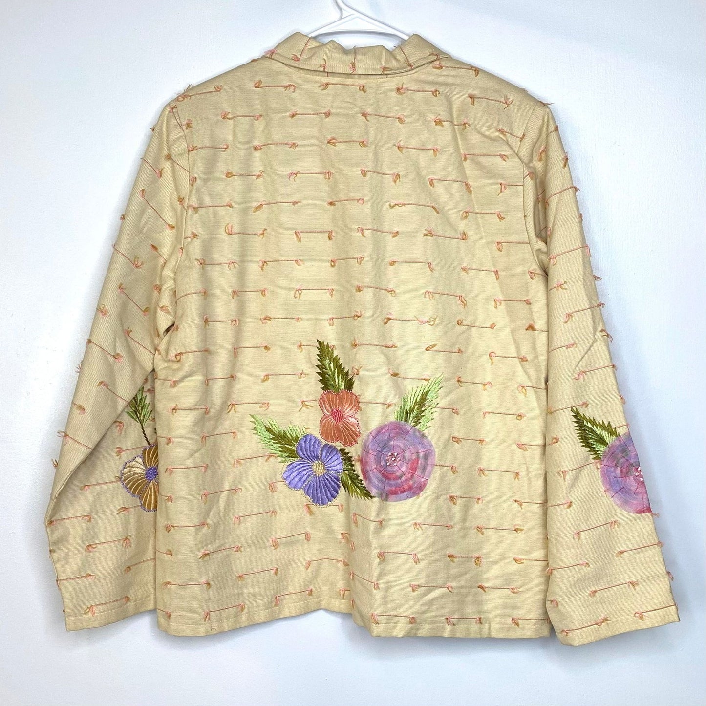 Beautiful Indigo Moon Womens Embroidered & Embellished Button-Up Jacket Size Medium Floral Yellow - | Buy at Parsimony Shoppes
