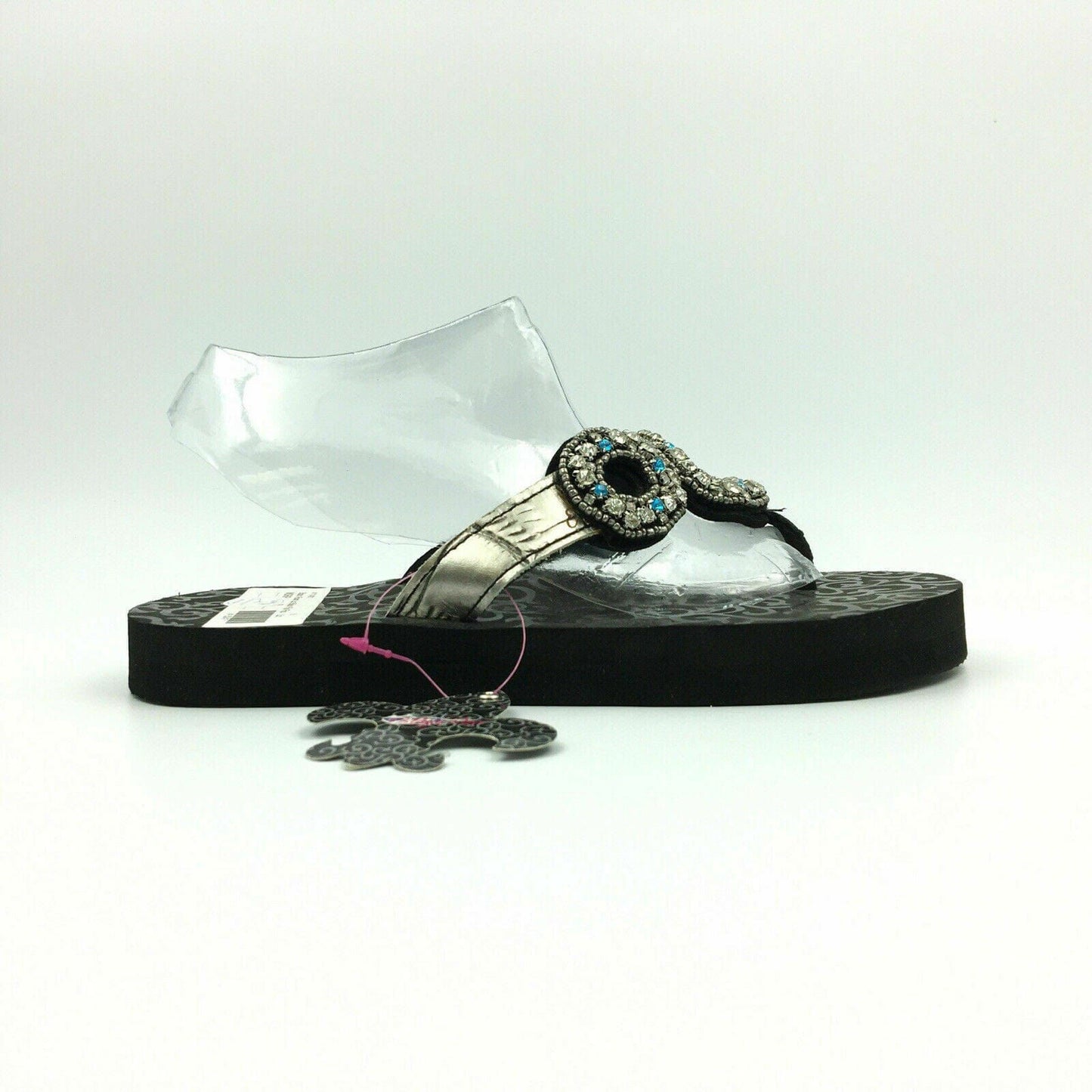 Blazin Roxx Women “Liz” Flip Flops, Silver/Blue Rhinestones - Size 6 - | Buy at Parsimony Shoppes