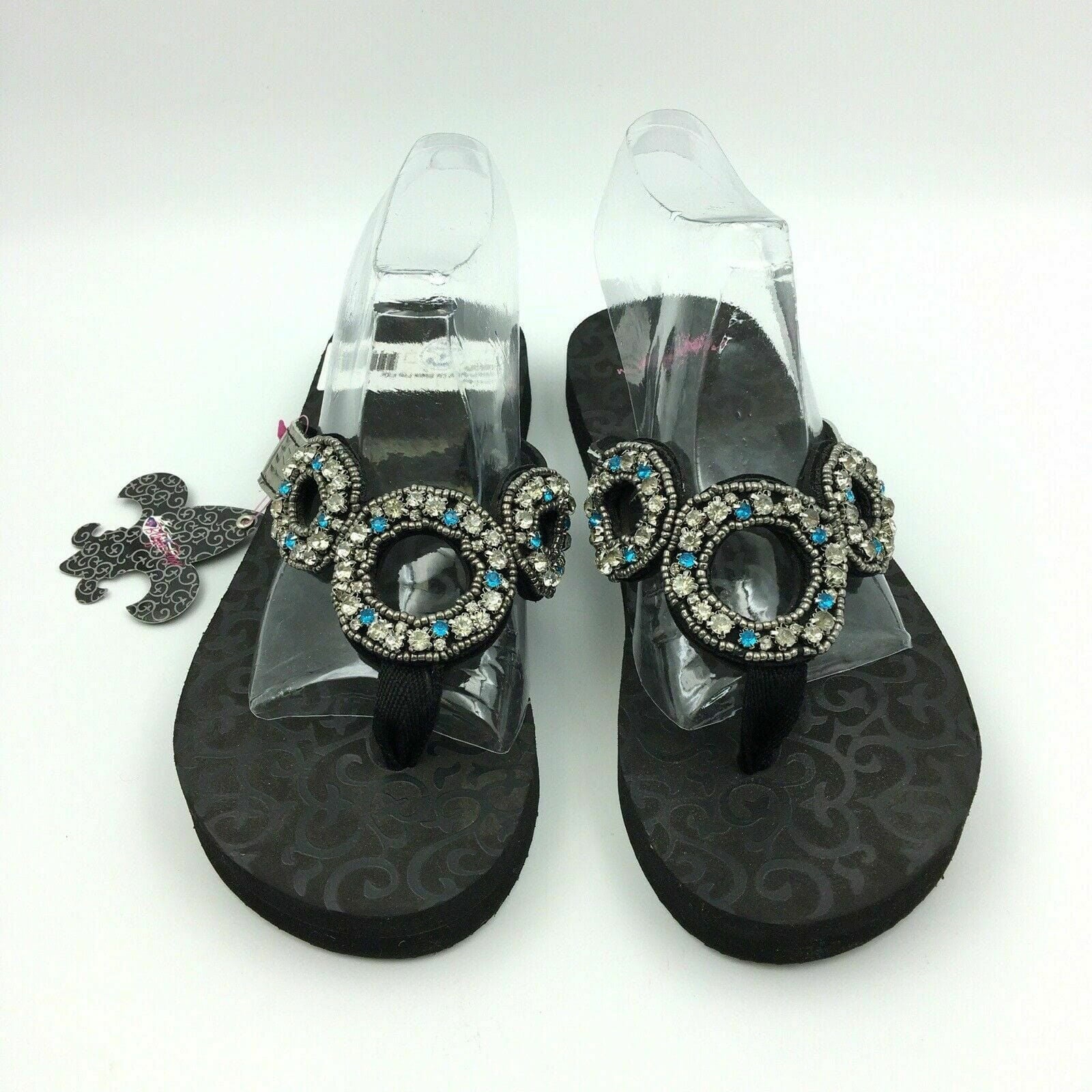 Blazin Roxx Women “Liz” Flip Flops, Silver/Blue Rhinestones - Size 6 -  | Buy at Parsimony Shoppes