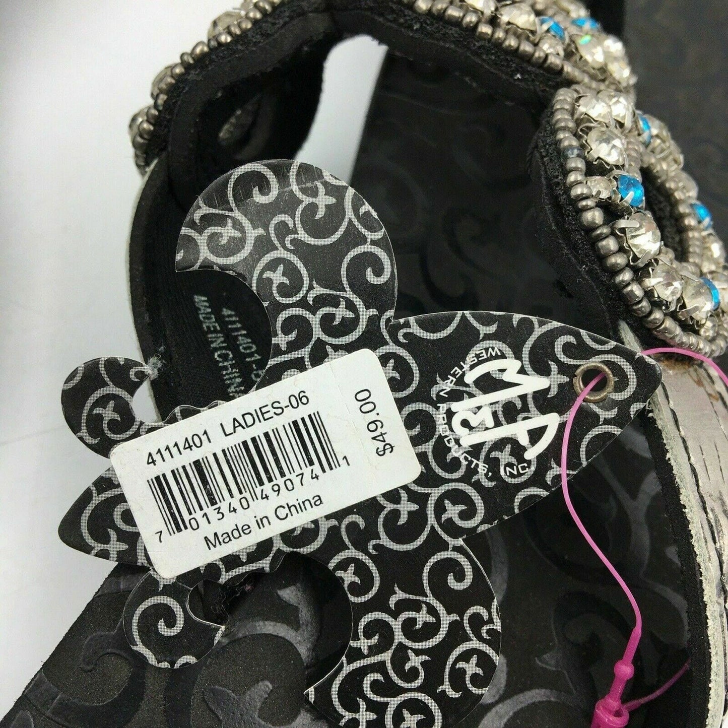 Blazin Roxx Women “Liz” Flip Flops, Silver/Blue Rhinestones - Size 6 - | Buy at Parsimony Shoppes
