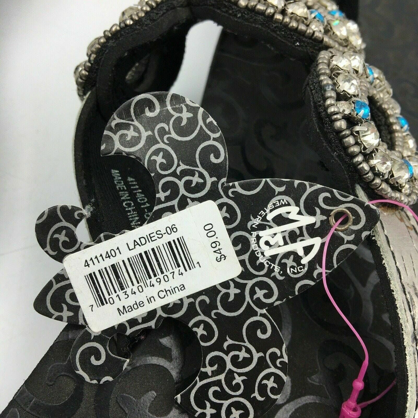 Blazin Roxx Women “Liz” Flip Flops, Silver/Blue Rhinestones - Size 6 -  | Buy at Parsimony Shoppes
