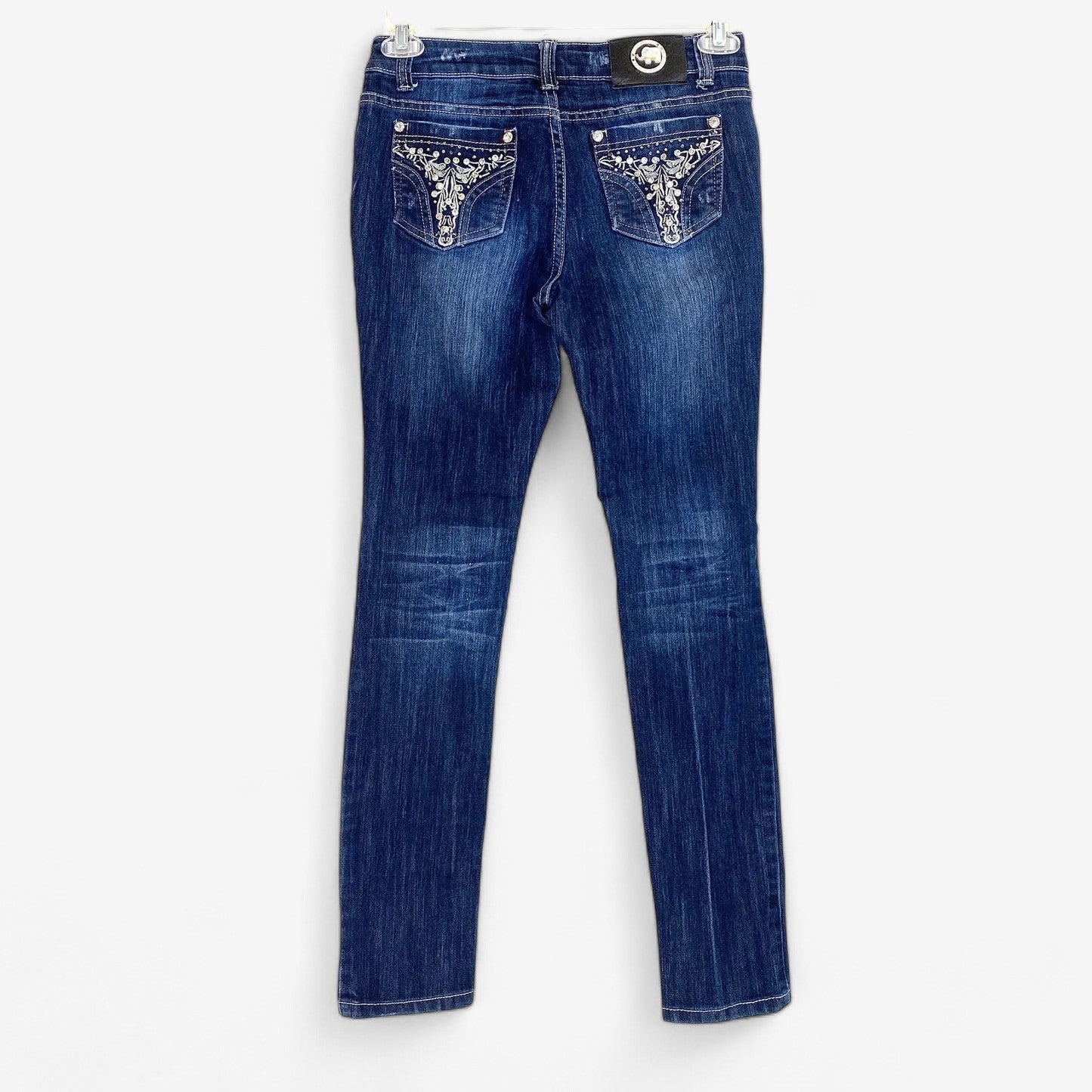 Blue Republic Women's Juniors Distressed Blue Denim Jeans - Size 7 - Straight Leg