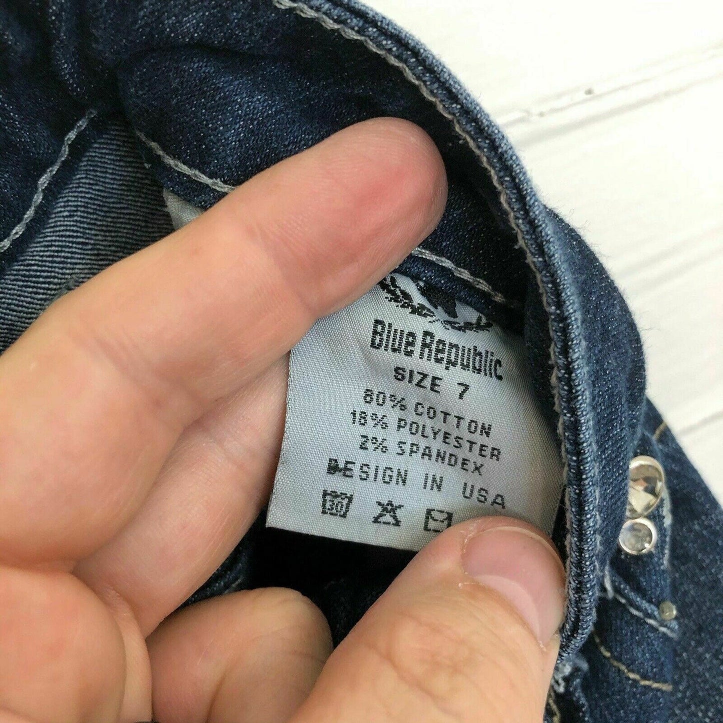 Blue Republic Juniors Size 7 Distressed Blue Denim Jeans Straight Leg - | Buy at Parsimony Shoppes
