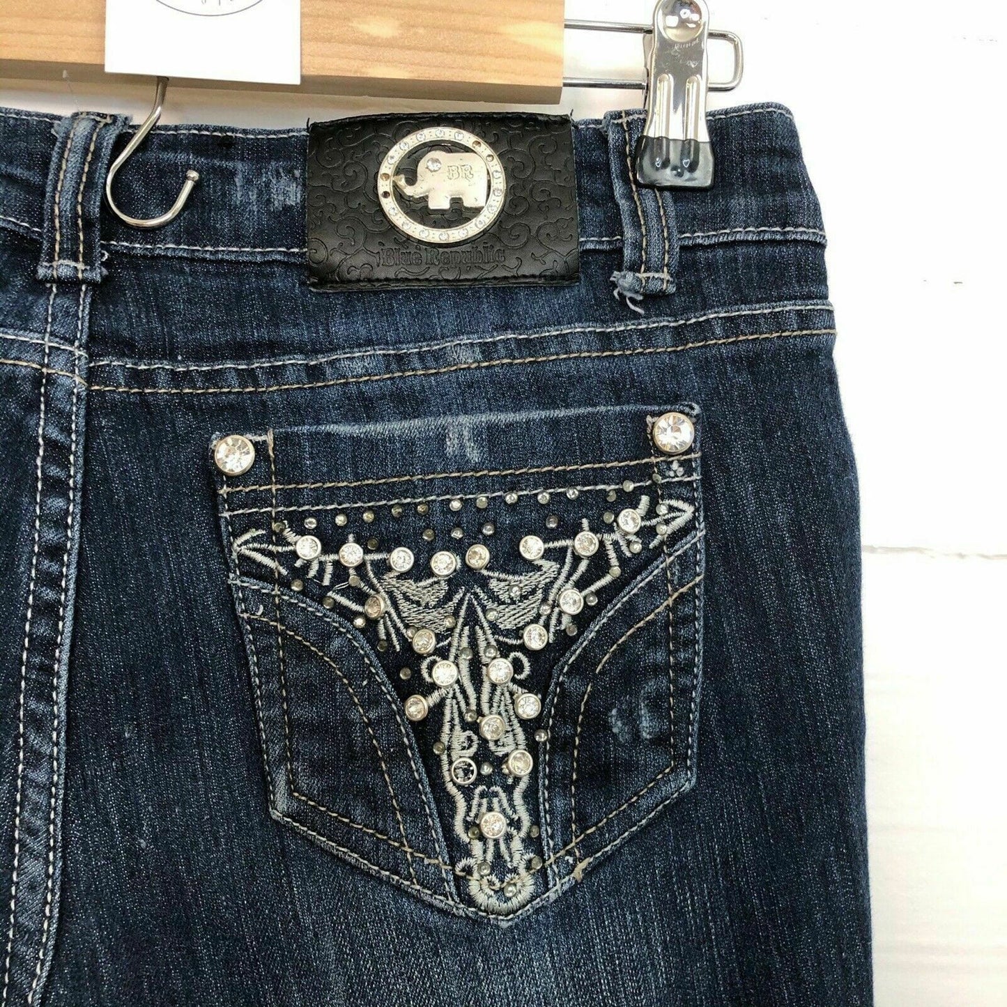 Blue Republic Juniors Size 7 Distressed Blue Denim Jeans Straight Leg - | Buy at Parsimony Shoppes
