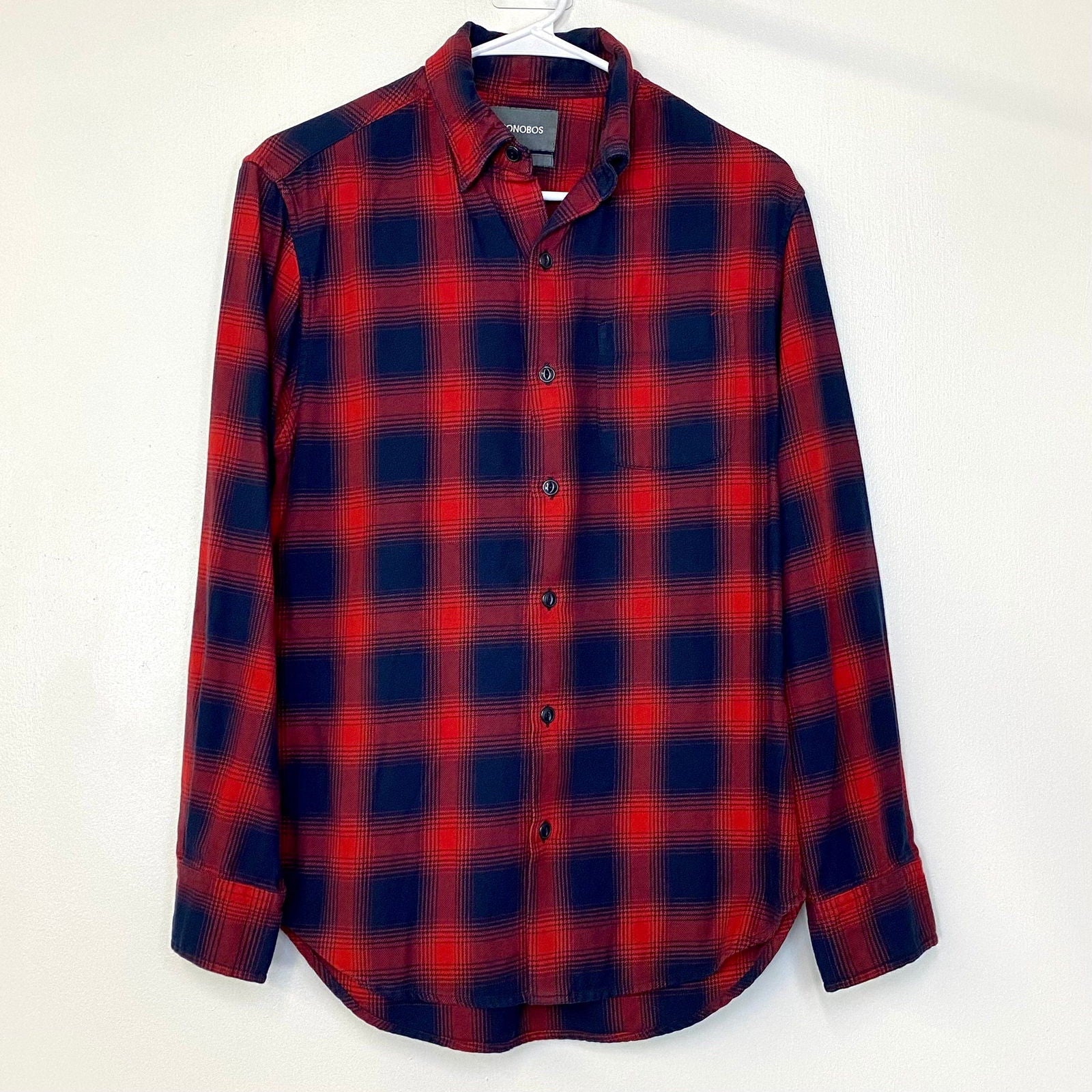 Bonobos Mens Size XS Red Blue Geometric Plaid Shirt Flannel Button-Up Parsimony Shoppes Bonobos Mens Size XS Red Blue Geometric Plaid Shirt Flannel Button-Up Parsimony Shoppes