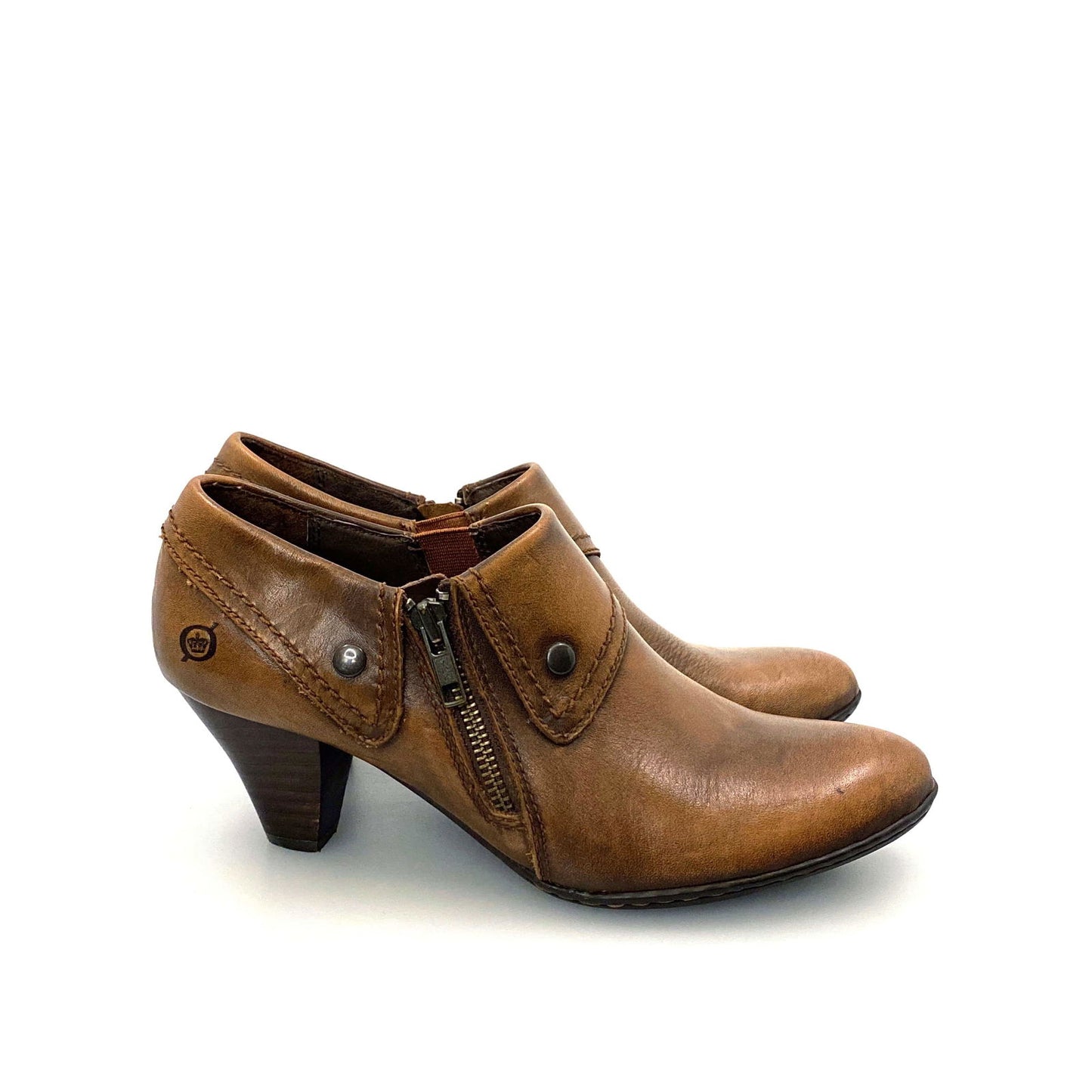 Born Womens "Tanya" Size 7.5M / 38.5 Marrone Brown Leather Ankle Booties - | Buy at Parsimony Shoppes