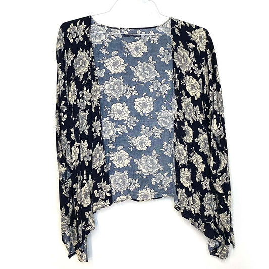 Brandy Melville Womens Size OSFA Navy Blue Floral Wrap Top L/s Pre-Owned -  | Buy at Parsimony Shoppes