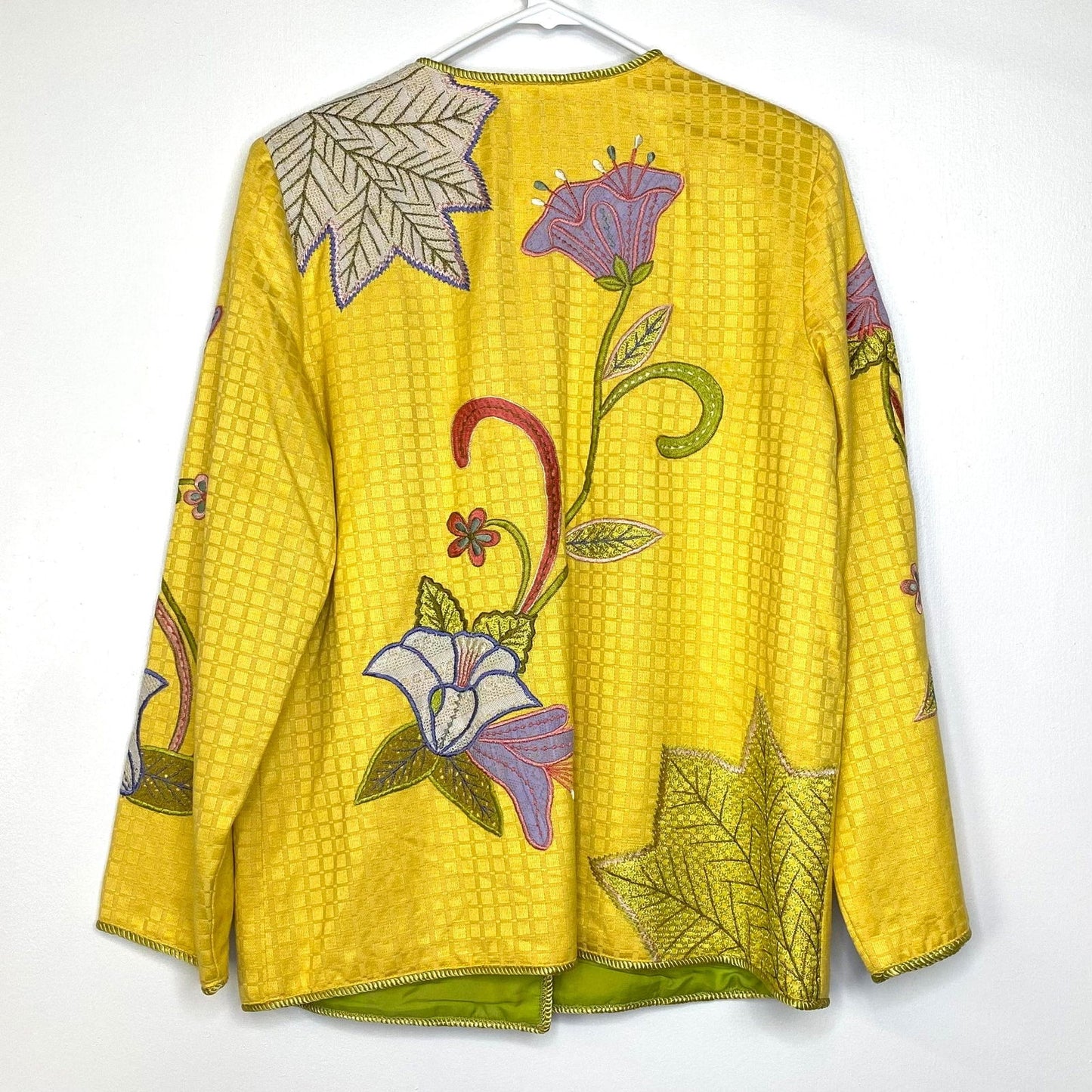 Bright Indigo Moon Womens Embroidered & Embellished Button-Up Jacket Size Small Floral Yellow - | Buy at Parsimony Shoppes