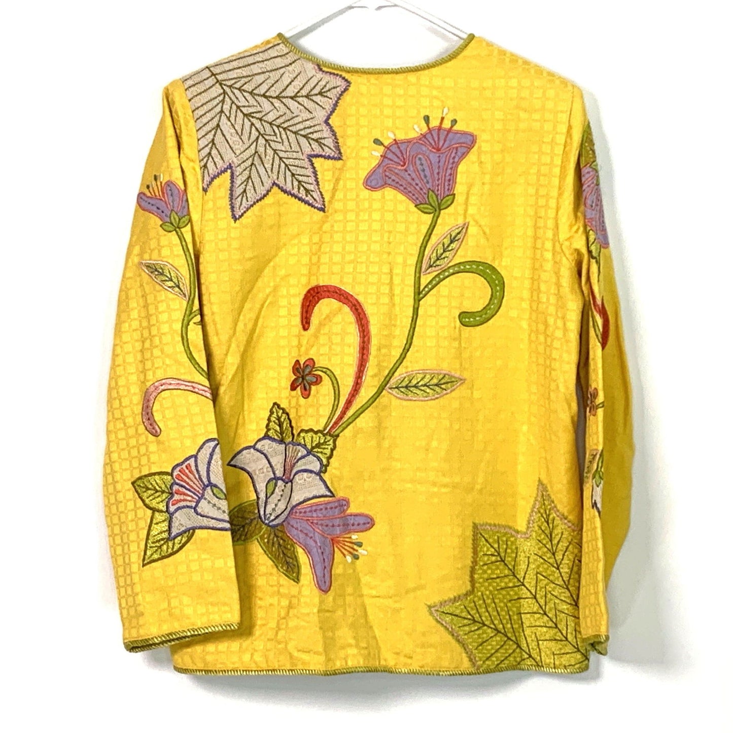 Bright Indigo Moon Womens Embroidered & Embellished Button-Up Jacket Size Small Floral Yellow - | Buy at Parsimony Shoppes