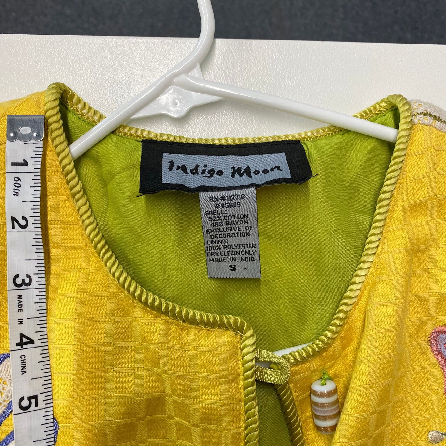 Bright Indigo Moon Womens Embroidered & Embellished Button-Up Jacket Size Small Floral Yellow - | Buy at Parsimony Shoppes