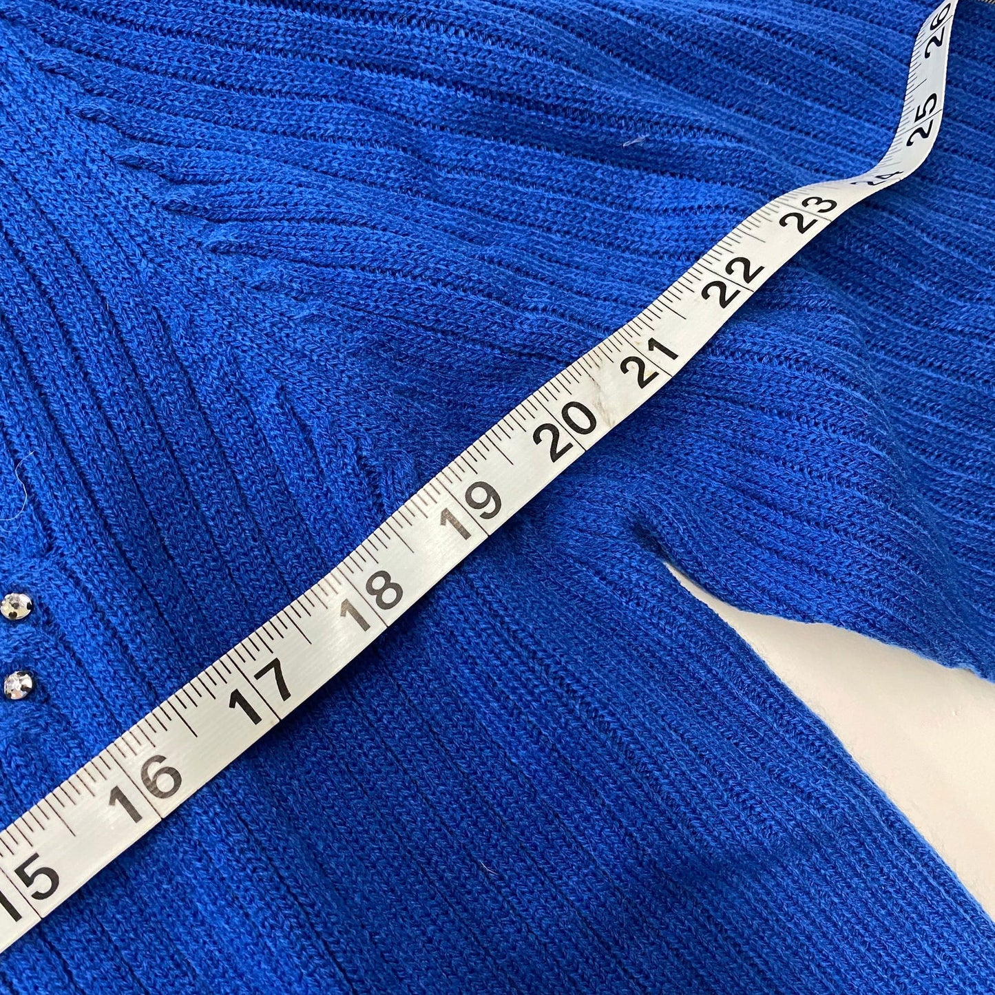 Bright Quacker Factory Womens Size M Blue Sparkle Diamond Full Zip Jacket Long Sleeve Pre-Owned - | Buy at Parsimony Shoppes