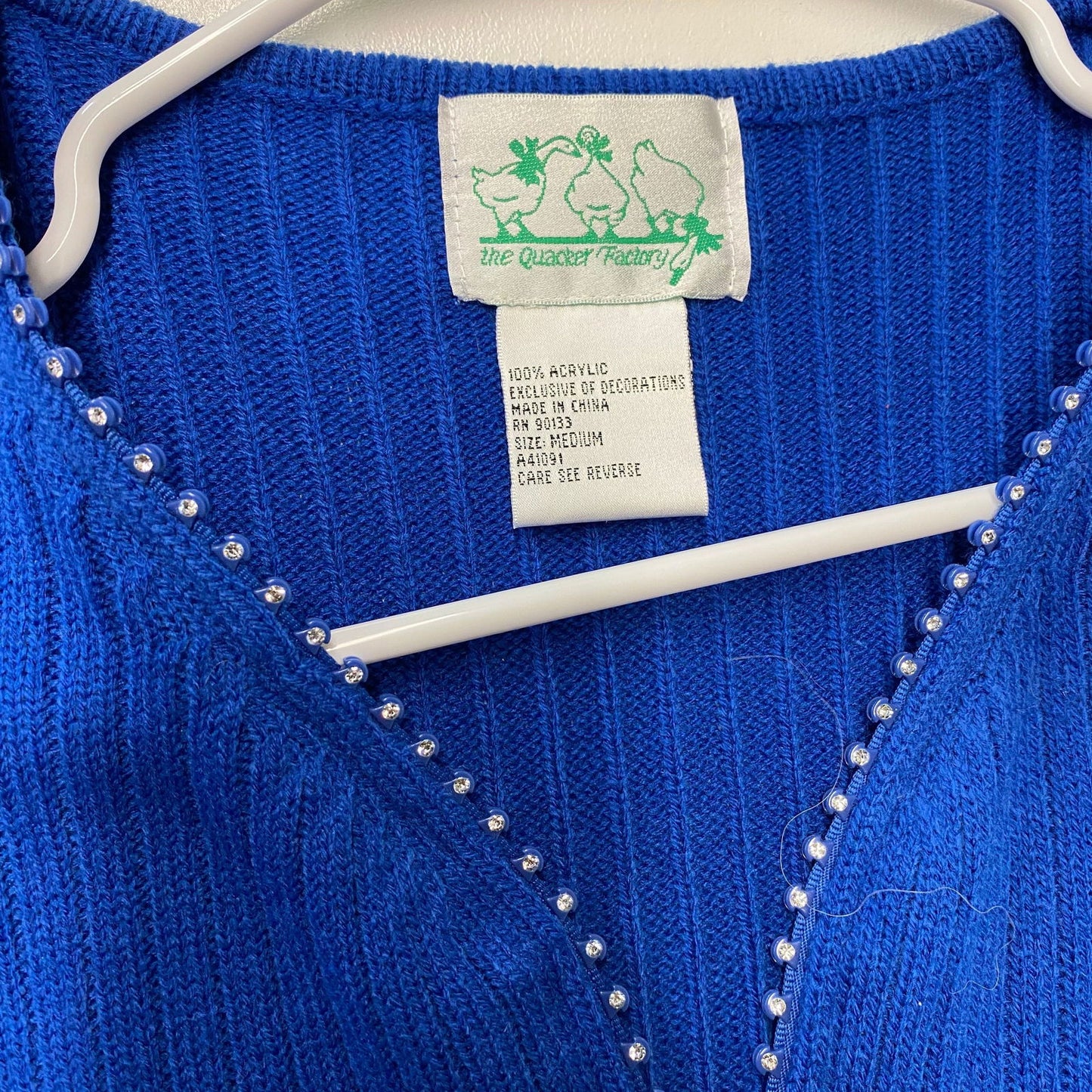 Bright Quacker Factory Womens Size M Blue Sparkle Diamond Full Zip Jacket Long Sleeve Pre-Owned - | Buy at Parsimony Shoppes
