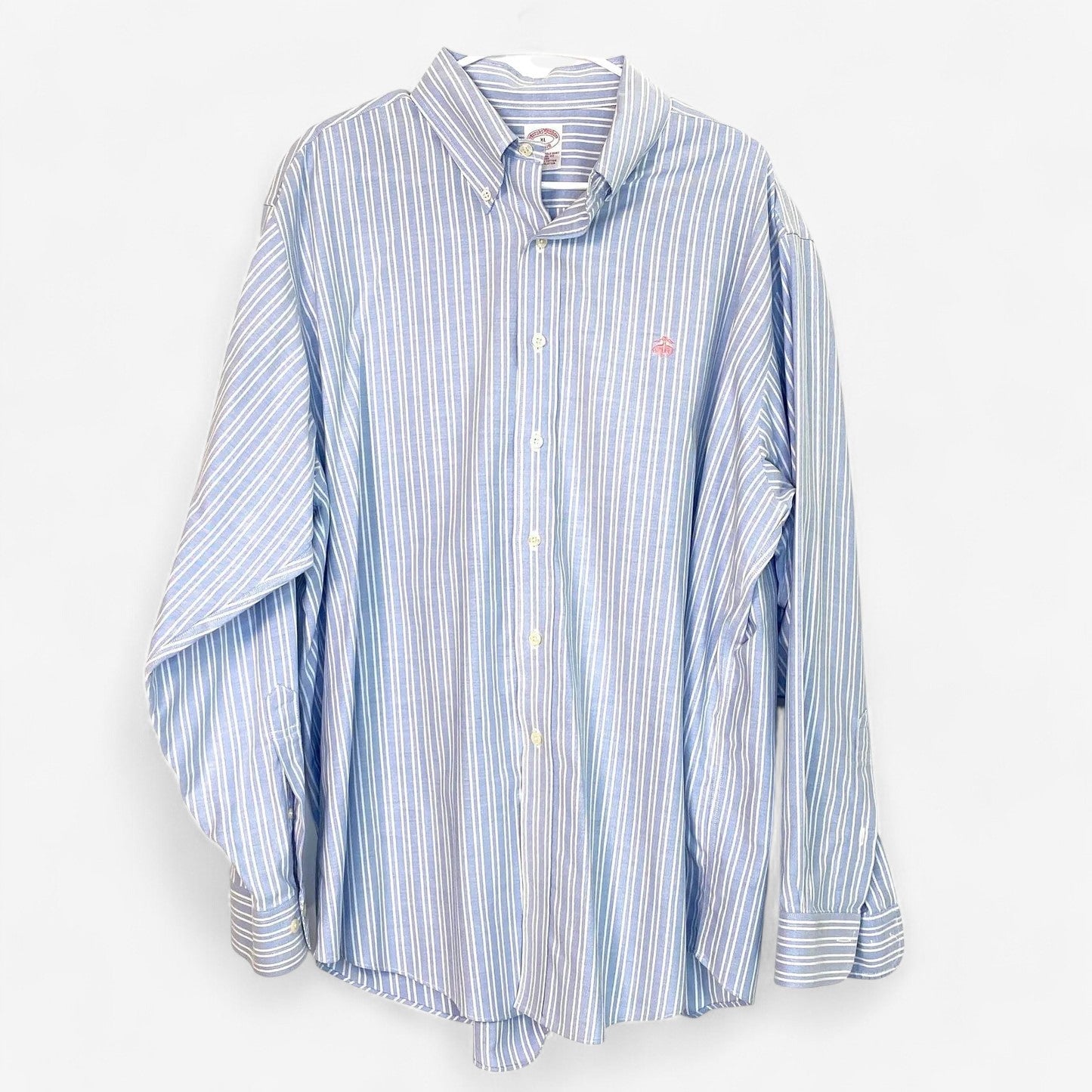 Brooks Brothers Men's XL Blue & White Striped Dress Shirt - Long Sleeve