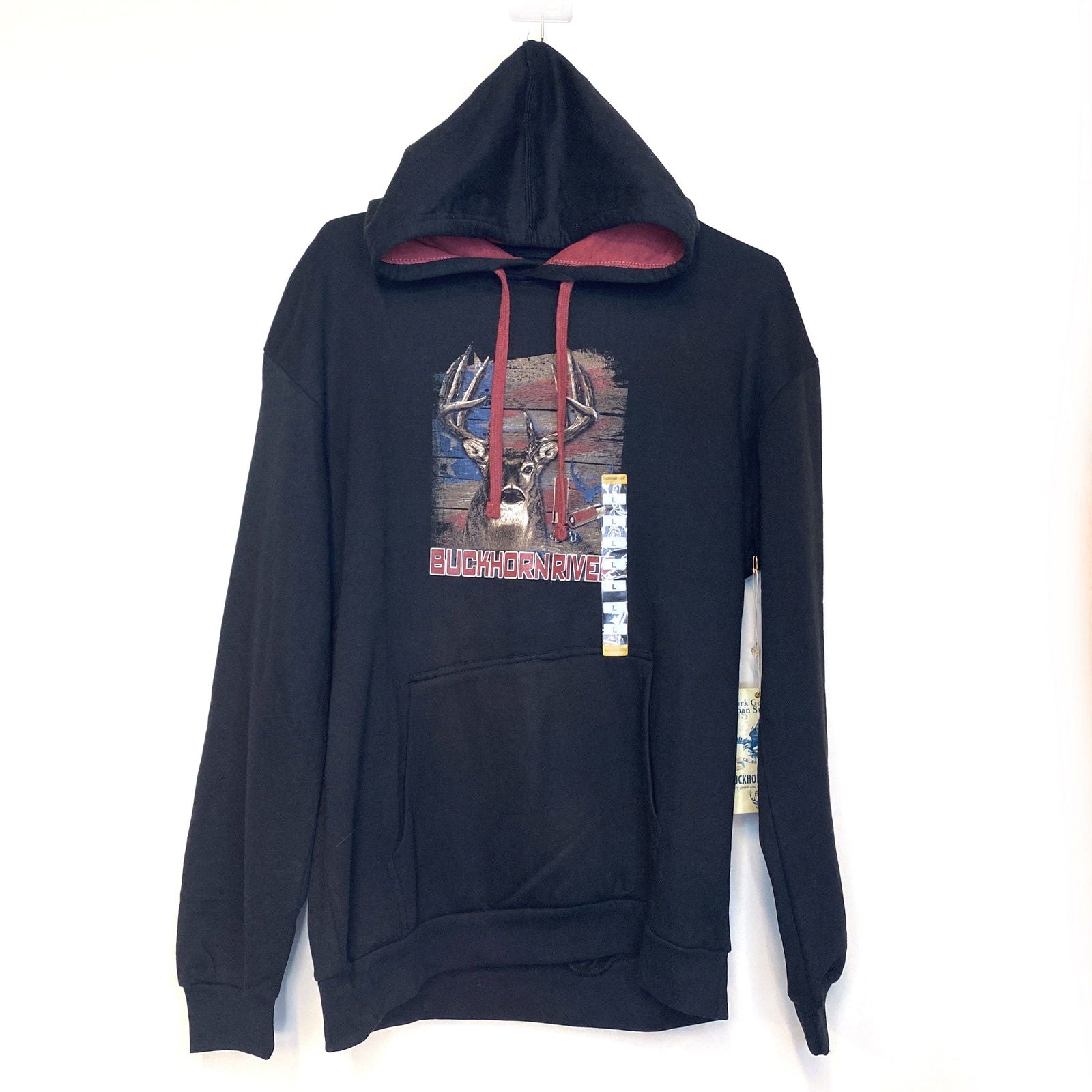 Black American Flag Hoodie for Men Cozy Long Sleeve Fleece Parsimony Shoppes
