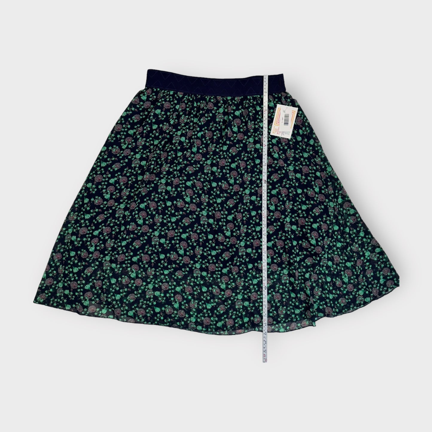 LuLaRoe Lined Lola Skirt | L | Blue/Green Floral | NWT